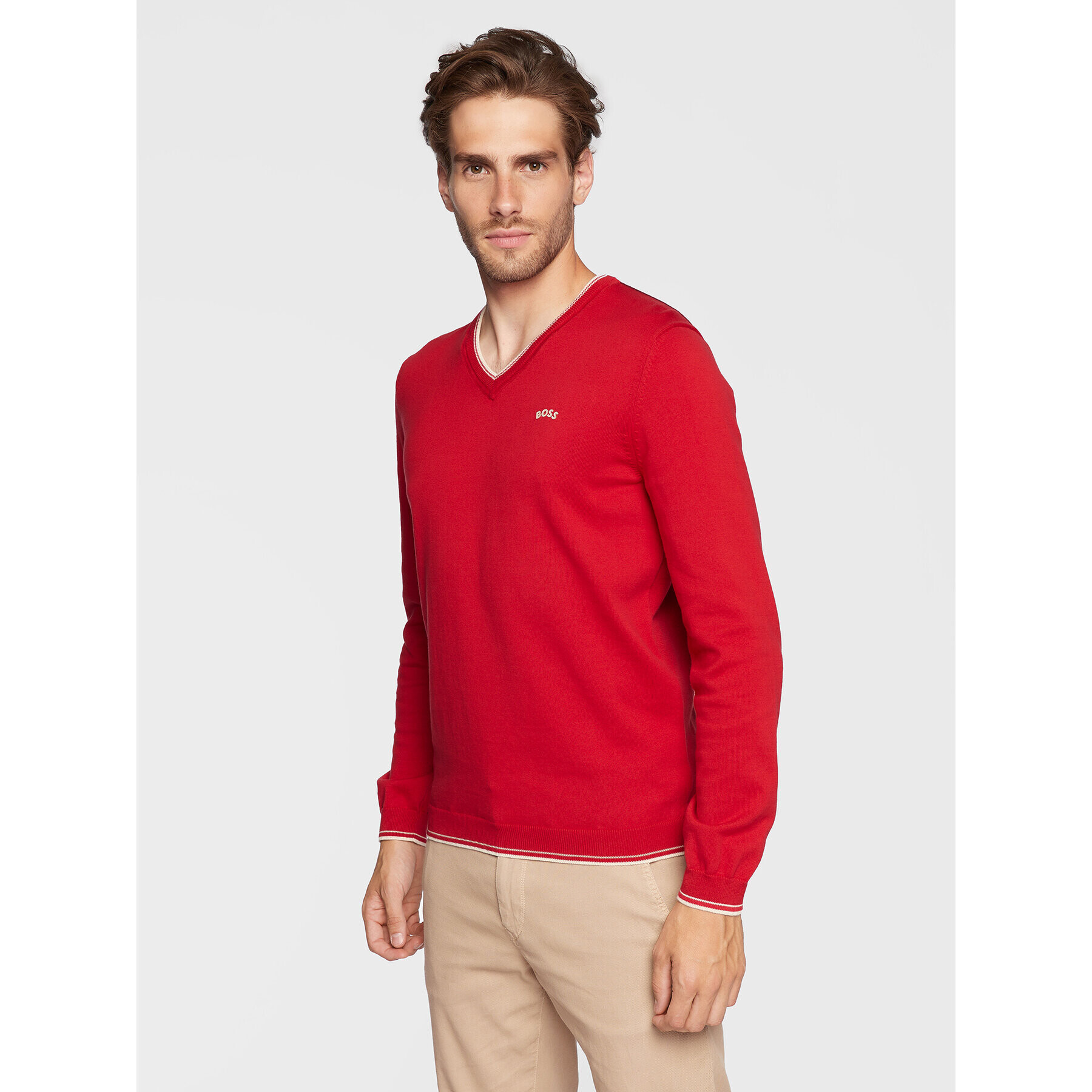 Boss Пуловер Vitom_W22 50475089 Червен Regular Fit - Pepit.bg
