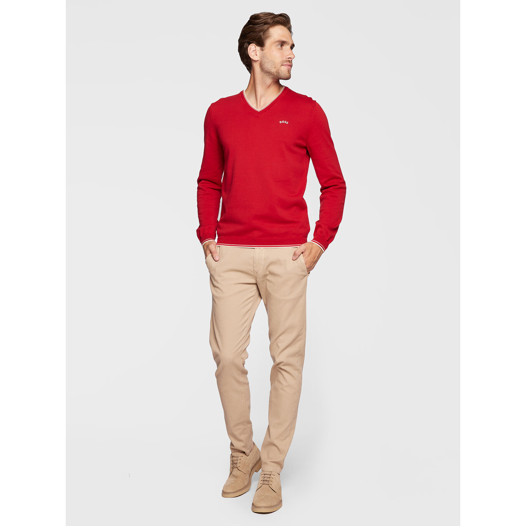Boss Пуловер Vitom_W22 50475089 Червен Regular Fit - Pepit.bg