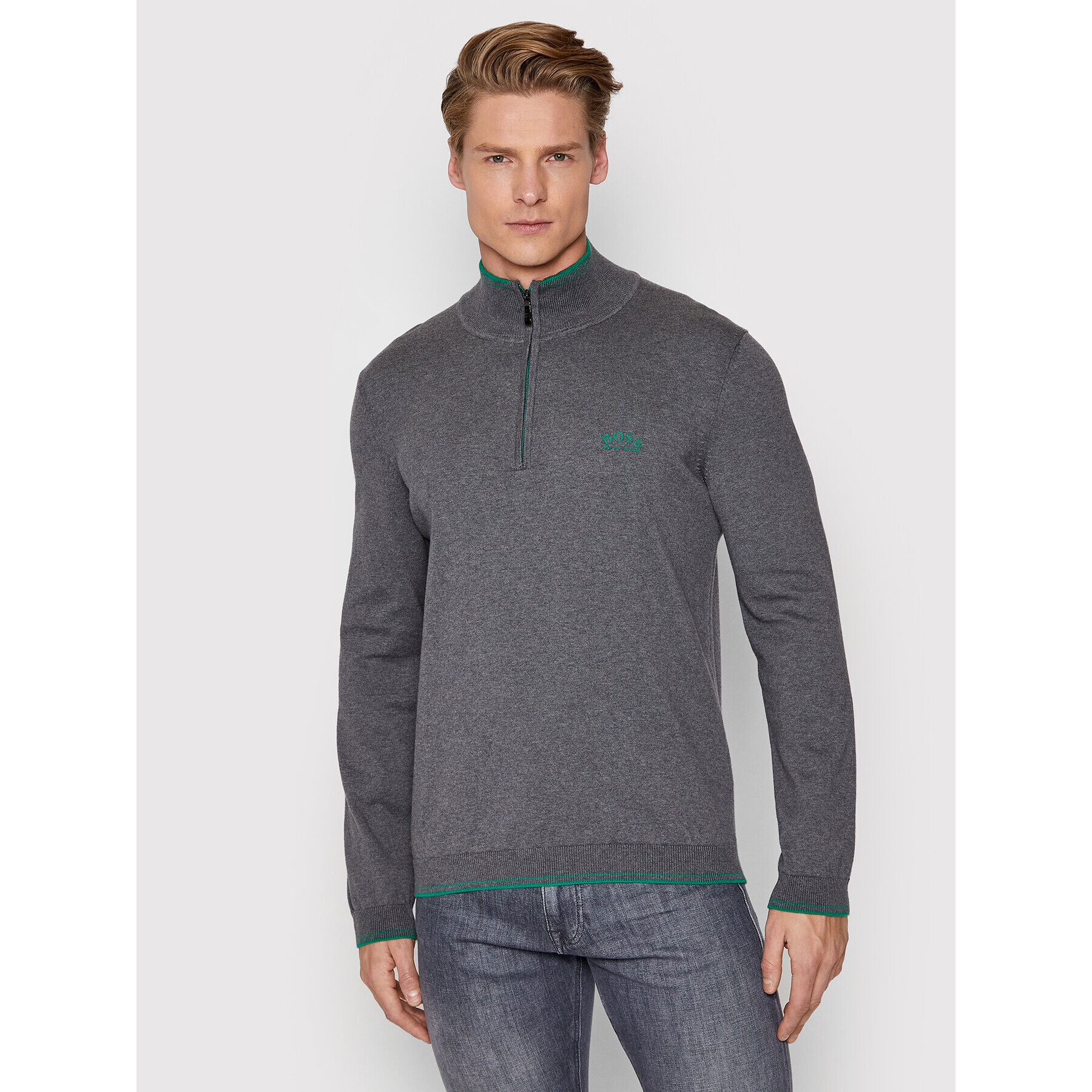 Boss Пуловер Zitom 50456100 Сив Regular Fit - Pepit.bg