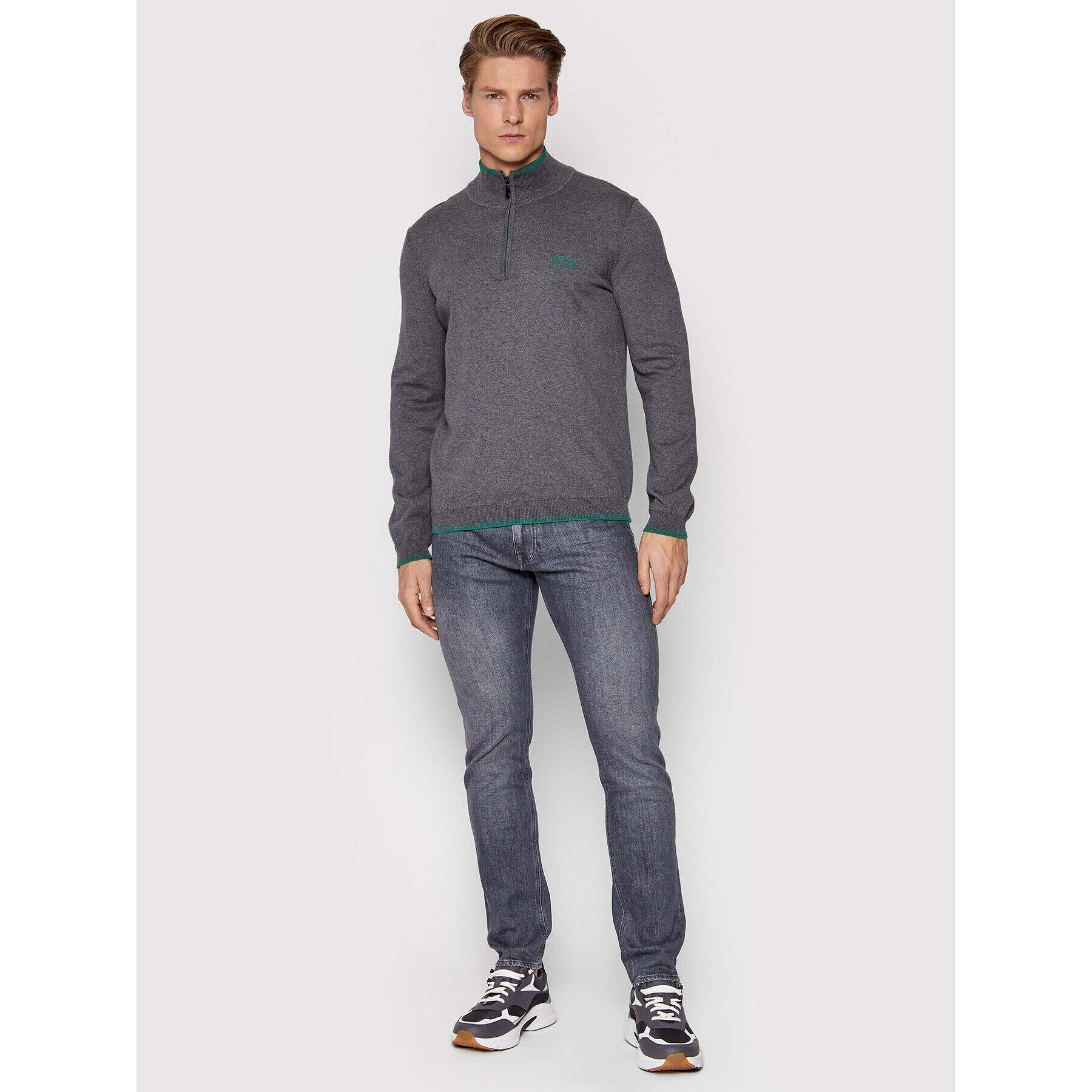 Boss Пуловер Zitom 50456100 Сив Regular Fit - Pepit.bg