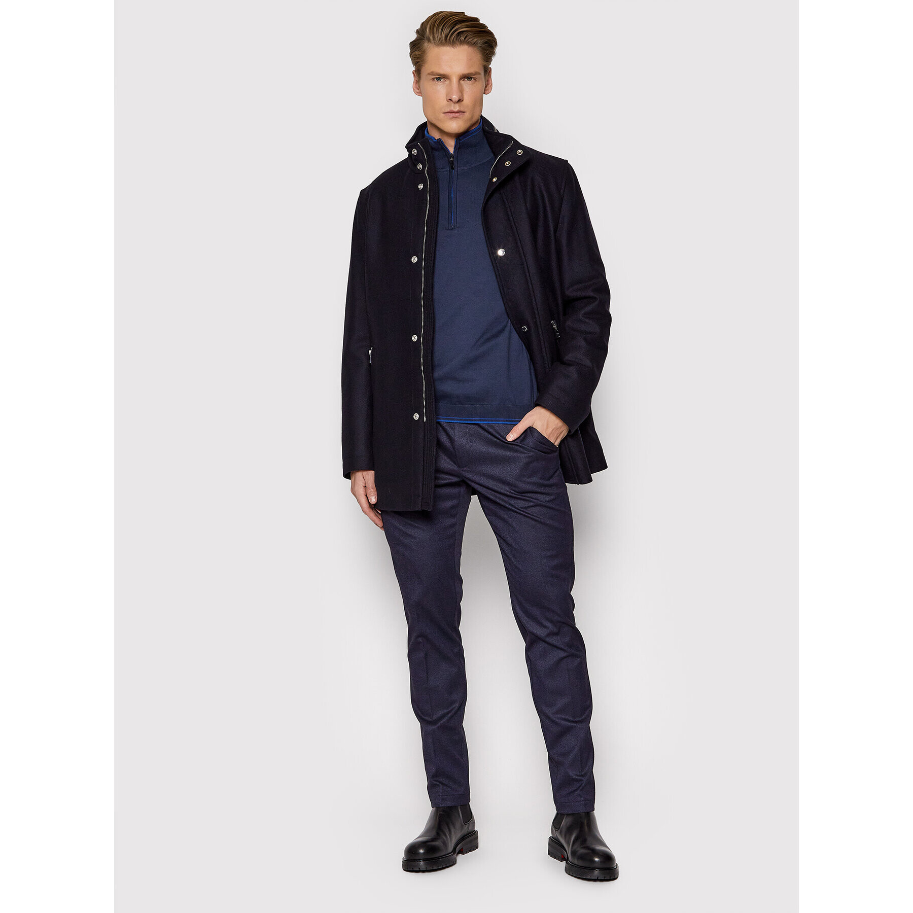Boss Пуловер Zitom 50456100 Тъмносин Regular Fit - Pepit.bg