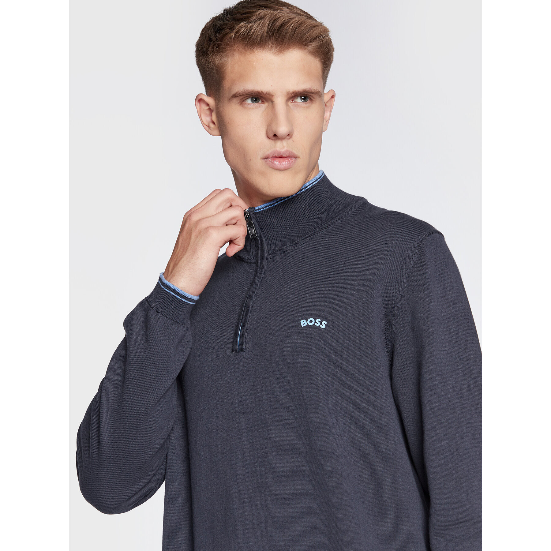 Boss Пуловер Zitom_W22 50475096 Тъмносин Regular Fit - Pepit.bg