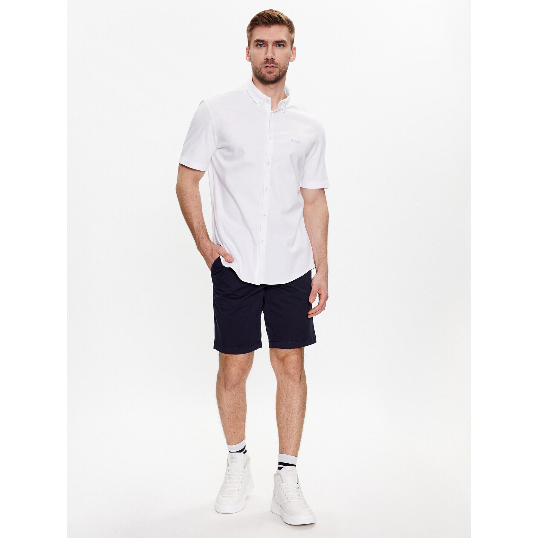 Boss Риза Biadia 50487500 Бял Regular Fit - Pepit.bg