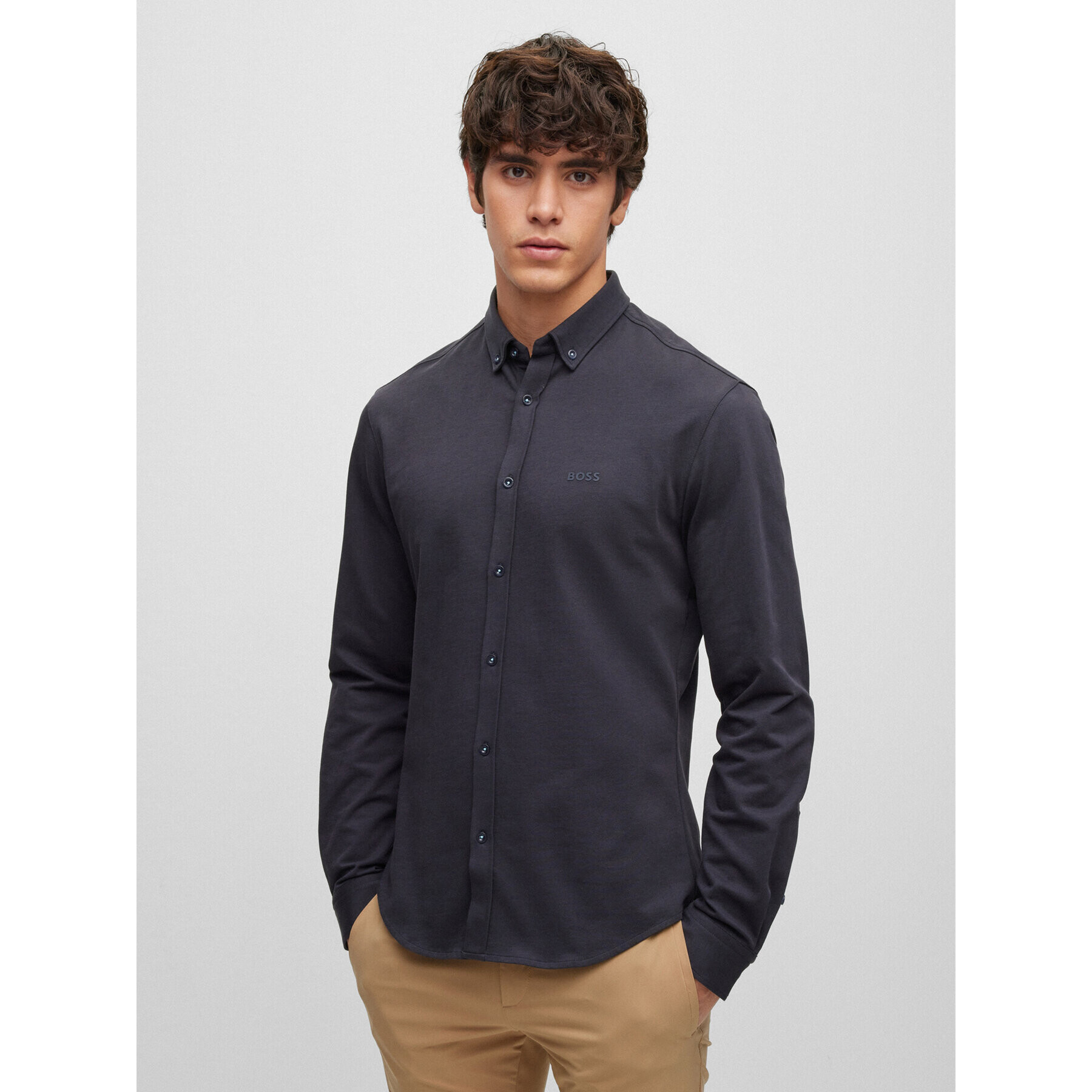 Boss Риза Biado_R 50487532 Тъмносин Regular Fit - Pepit.bg
