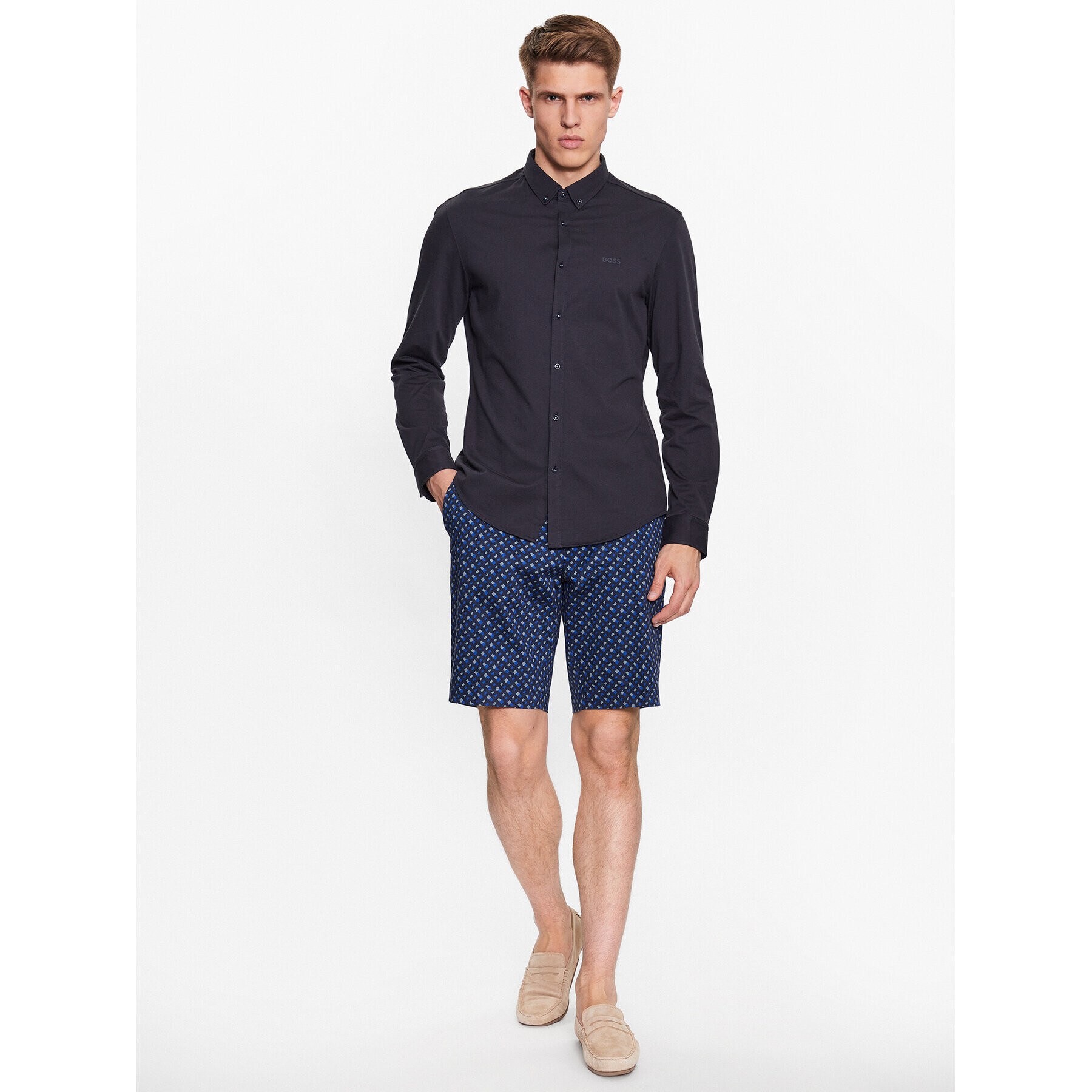 Boss Риза Biado_R 50487532 Тъмносин Regular Fit - Pepit.bg