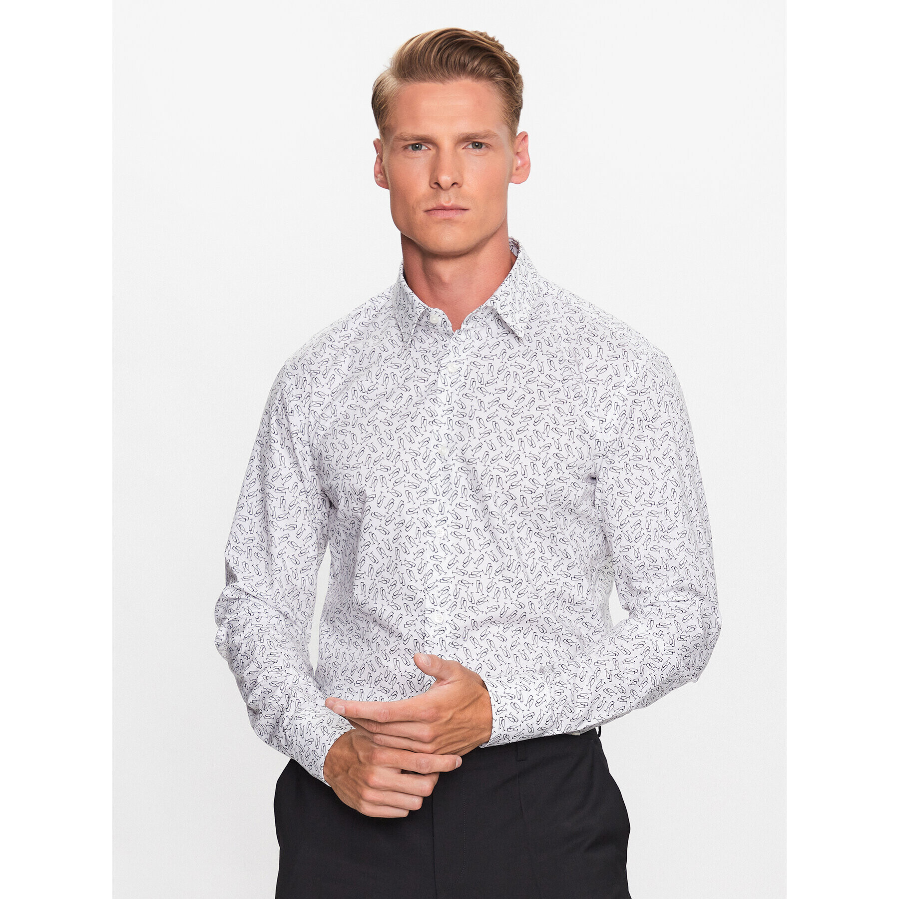 Boss Риза 50490201 Бял Slim Fit - Pepit.bg