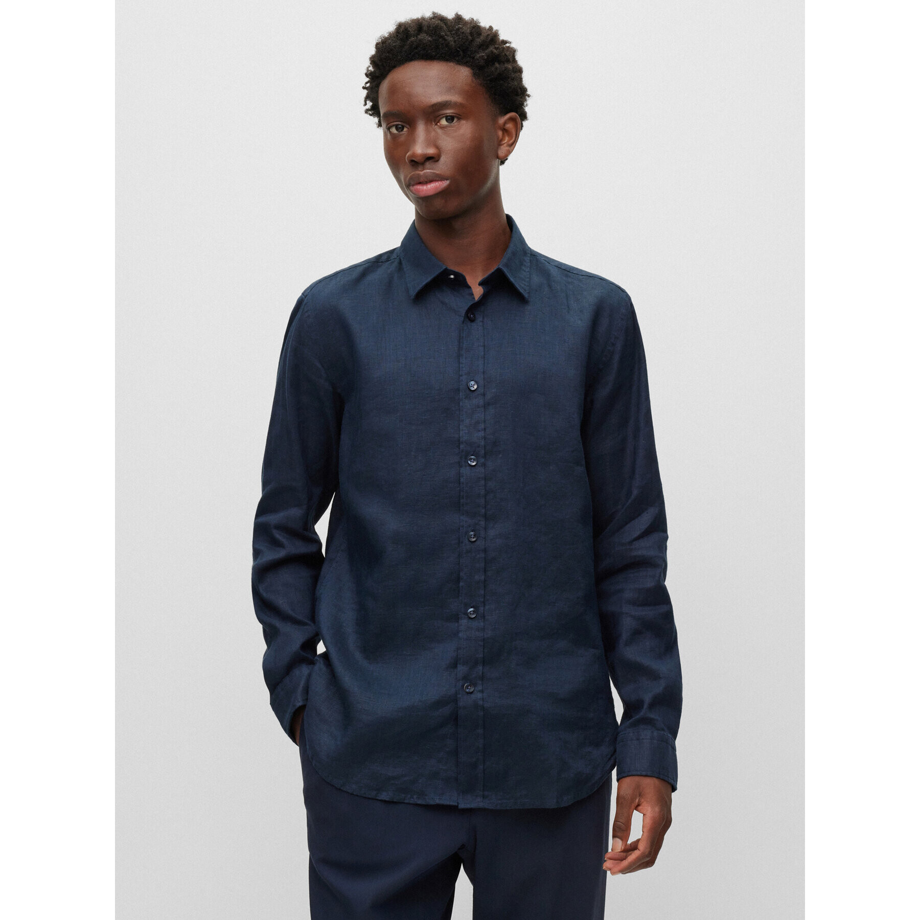 Boss Риза Roger 50490352 Тъмносин Slim Fit - Pepit.bg