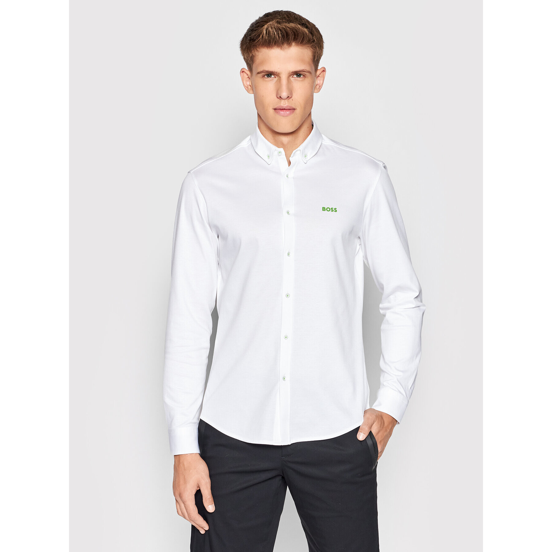 Boss Риза Biado_R 50469836 Бял Regular Fit - Pepit.bg