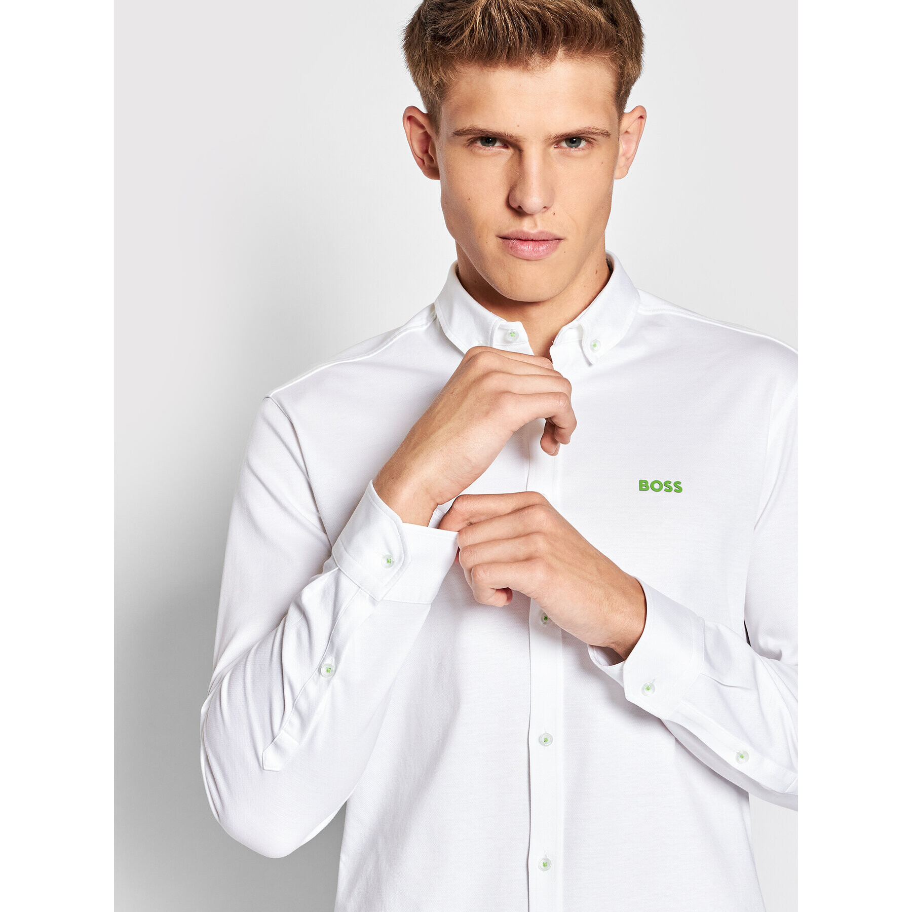 Boss Риза Biado_R 50469836 Бял Regular Fit - Pepit.bg