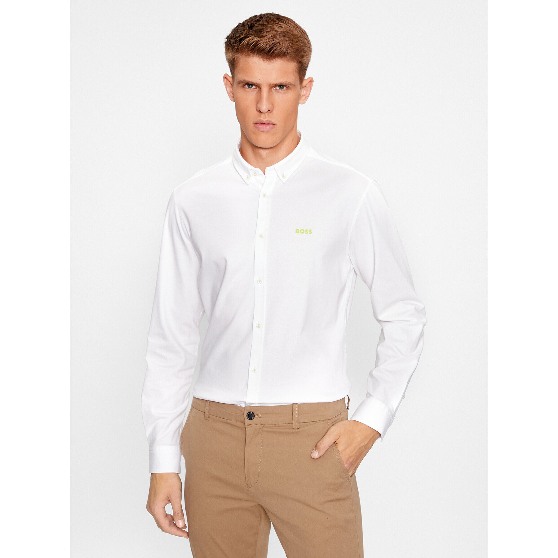 Boss Риза Biado_R 50497486 Бял Slim Fit - Pepit.bg