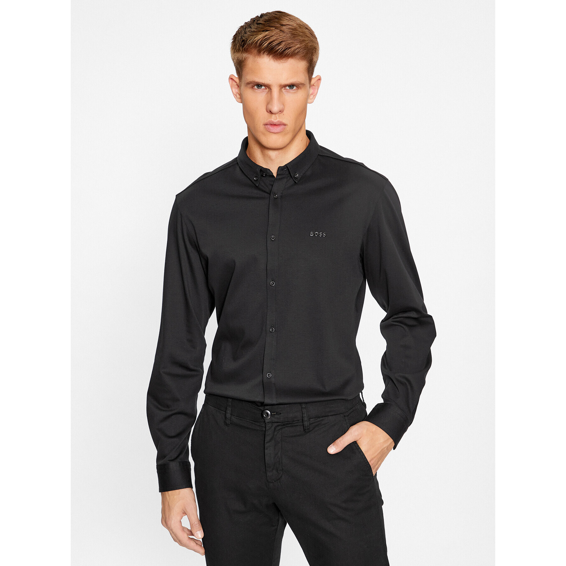 Boss Риза Biado_R 50497486 Черен Slim Fit - Pepit.bg