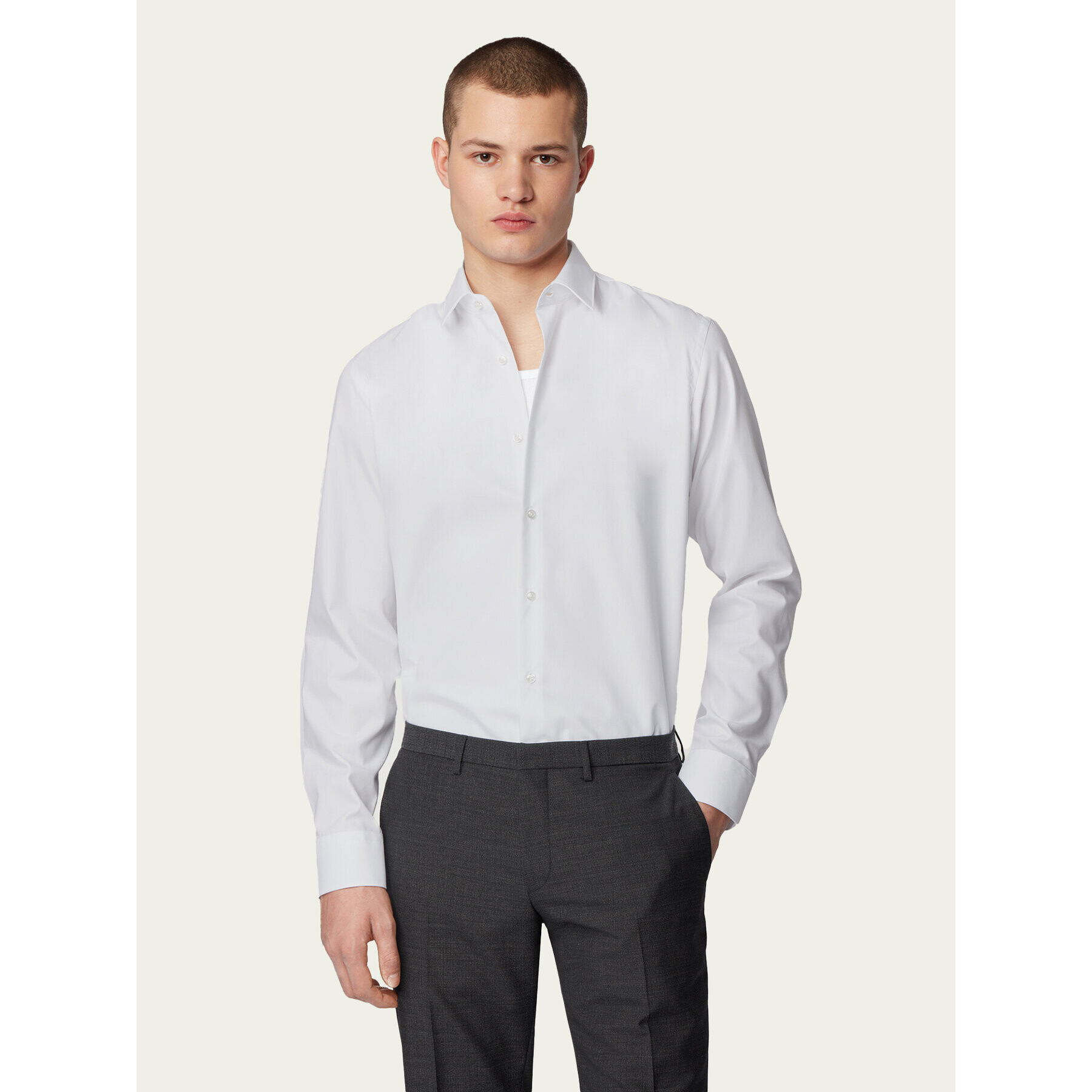 Boss Риза Eliott 50416086 Бял Regular Fit - Pepit.bg