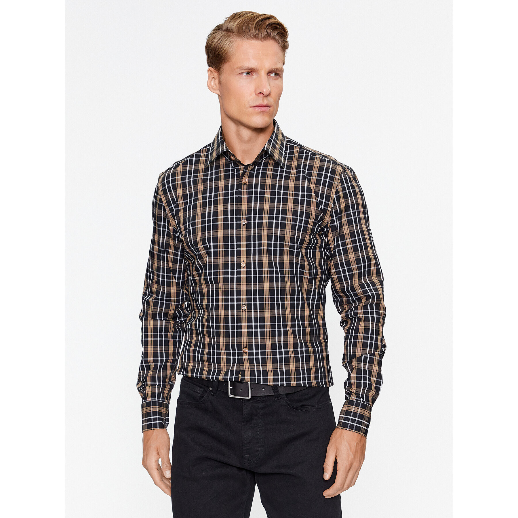 Boss Риза H-Hank 50496168 Бежов Slim Fit - Pepit.bg