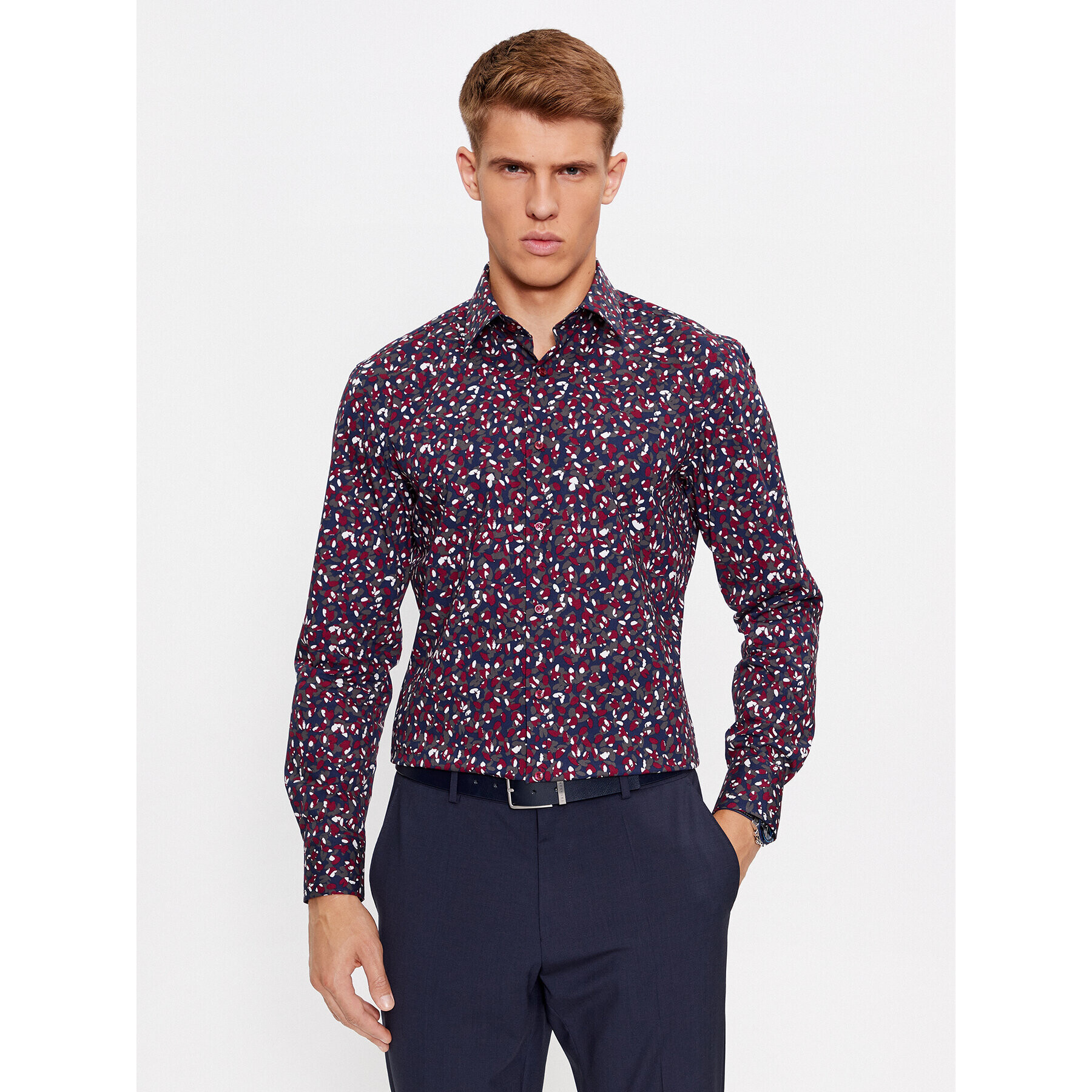 Boss Риза H-Hank-Kent-C1-214 50502661 Бордо Slim Fit - Pepit.bg