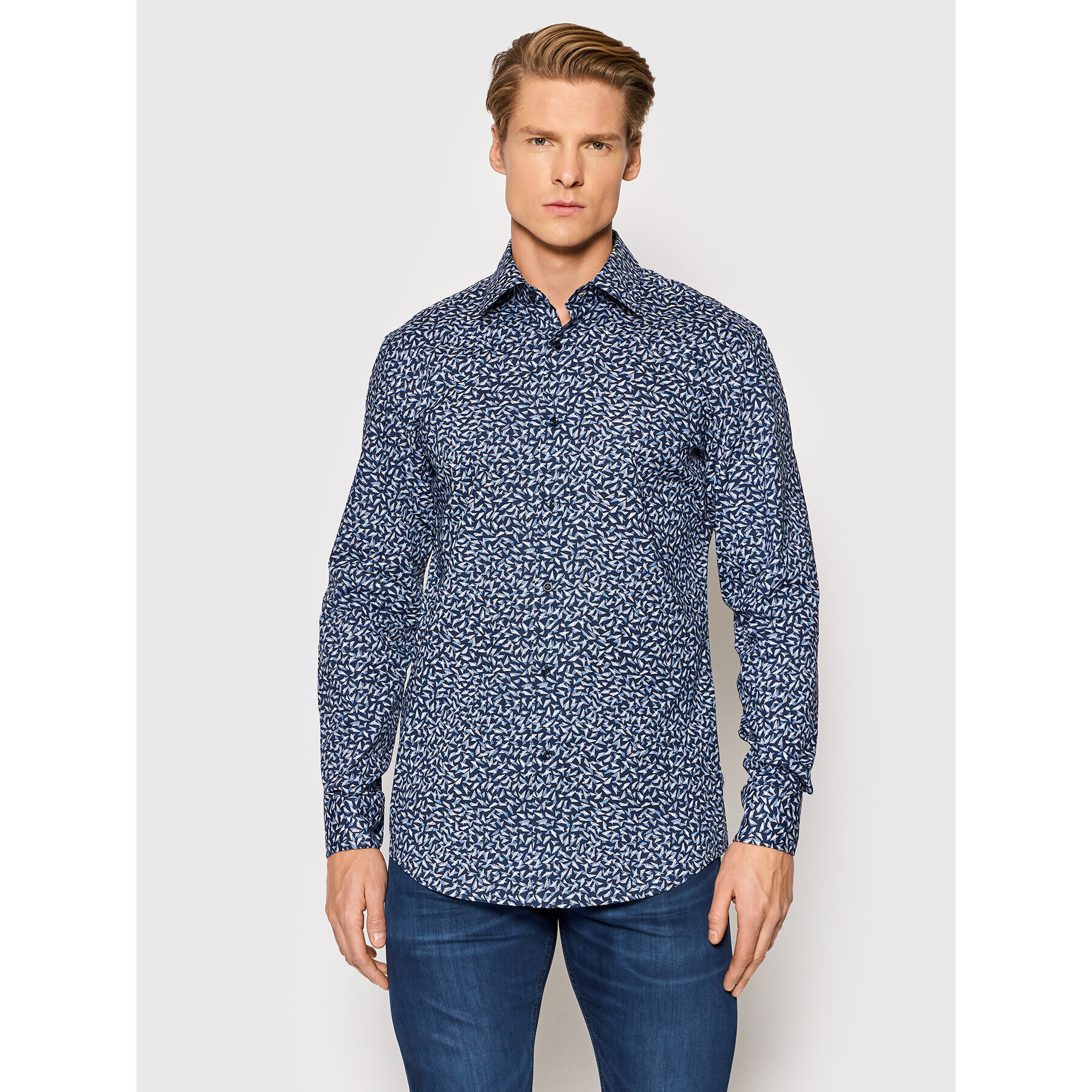 Boss Риза Hank 50464150 Тъмносин Slim Fit - Pepit.bg