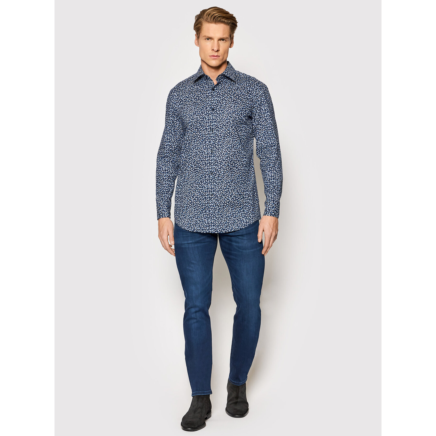 Boss Риза Hank 50464150 Тъмносин Slim Fit - Pepit.bg