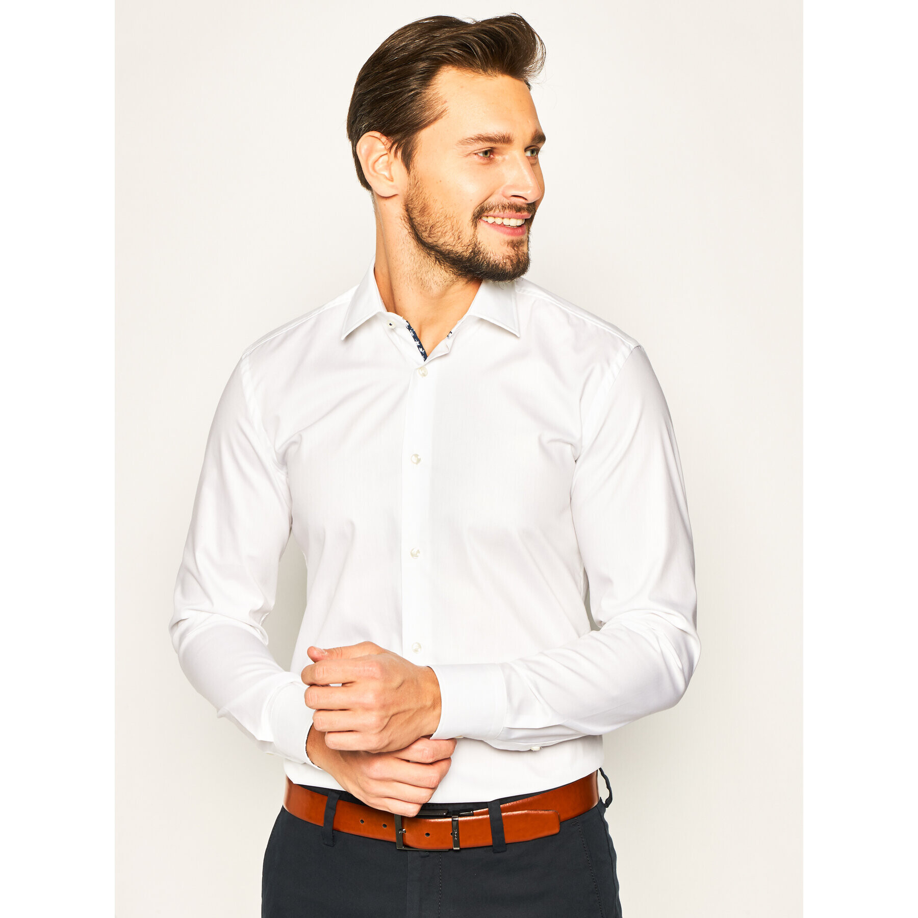 Boss Риза Jesse 50428199 Бял Slim Fit - Pepit.bg