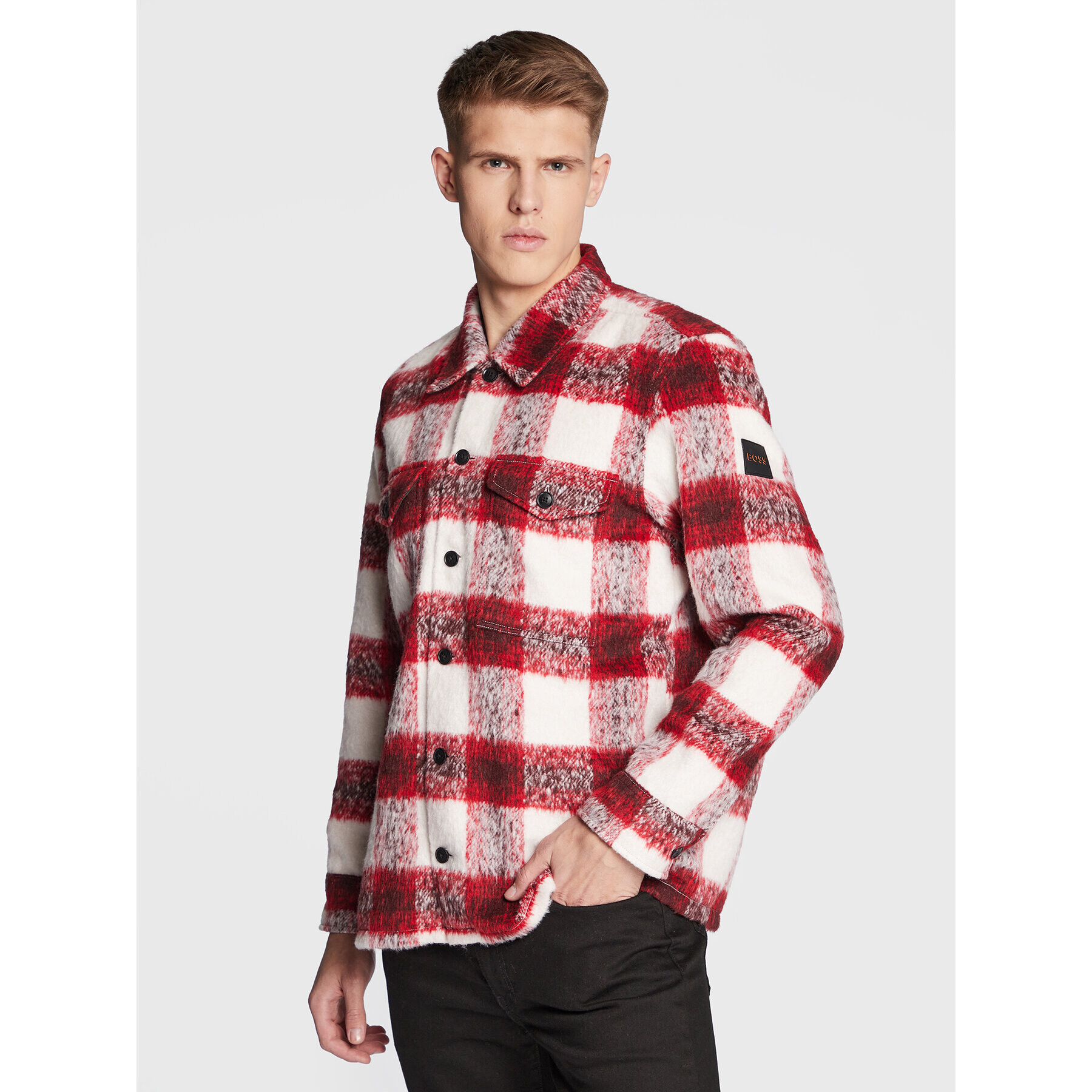 Boss Риза Lom_2 50476139 Червен Relaxed Fit - Pepit.bg