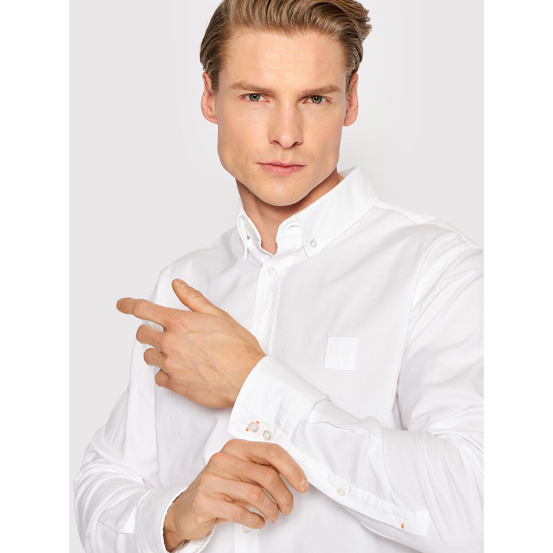 Boss Риза Mabsoot_2 50467324 Бял Slim Fit - Pepit.bg