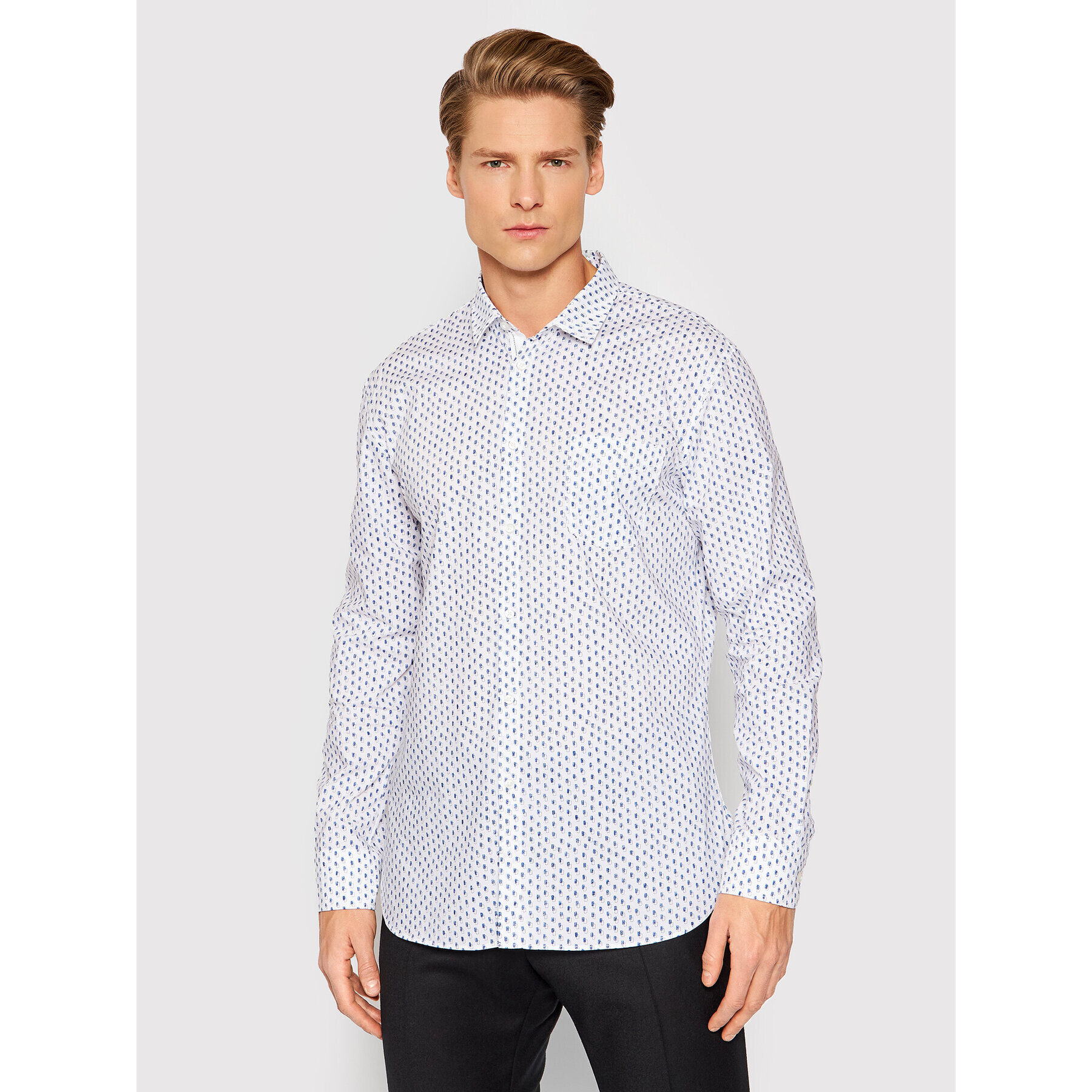 Boss Риза Magneton_1 50462726 Бял Slim Fit - Pepit.bg