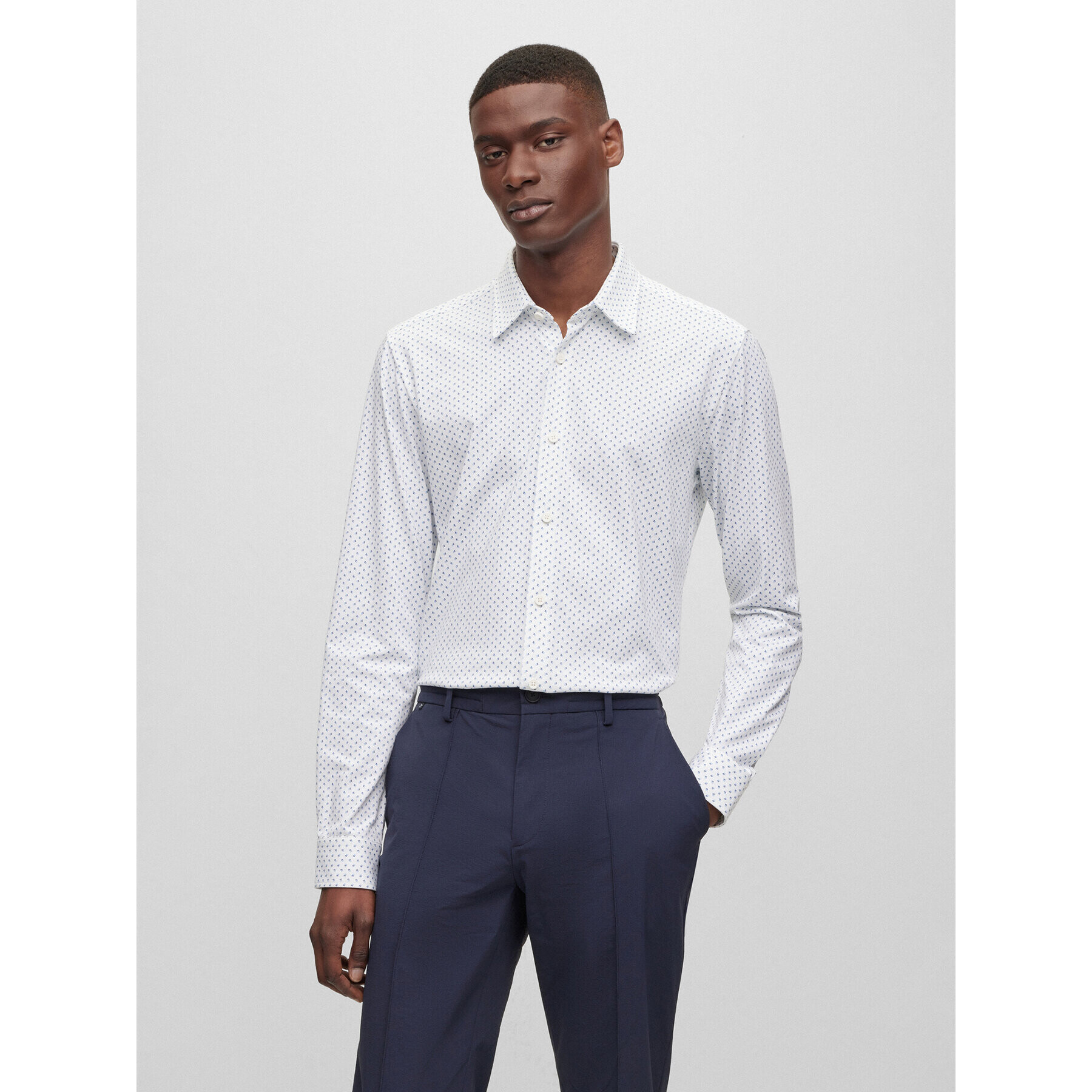 Boss Риза P-Roan 50497111 Бял Slim Fit - Pepit.bg