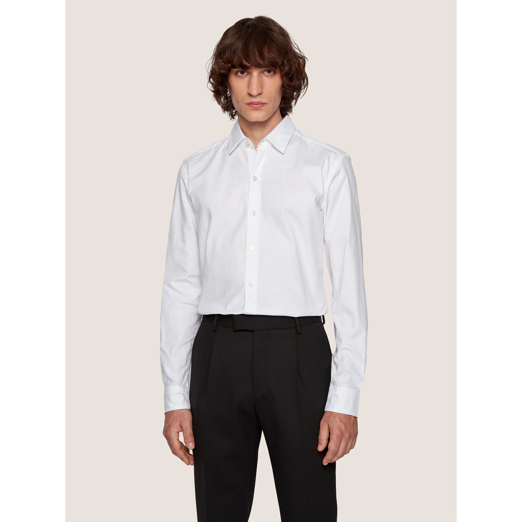Boss Риза Robbie 50438496 Бял Sharp Fit - Pepit.bg