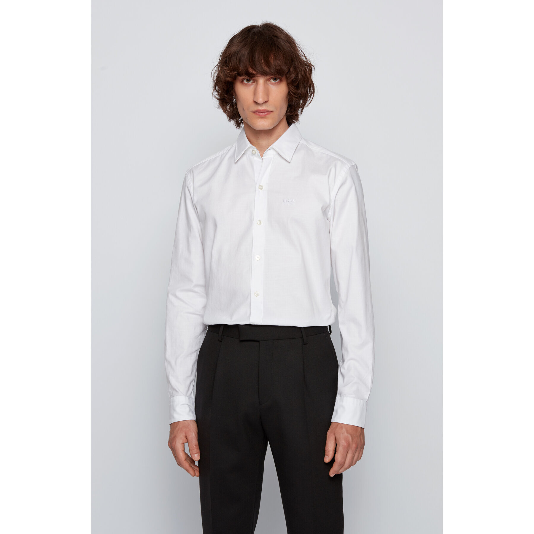 Boss Риза Robbie 50438496 Бял Sharp Fit - Pepit.bg