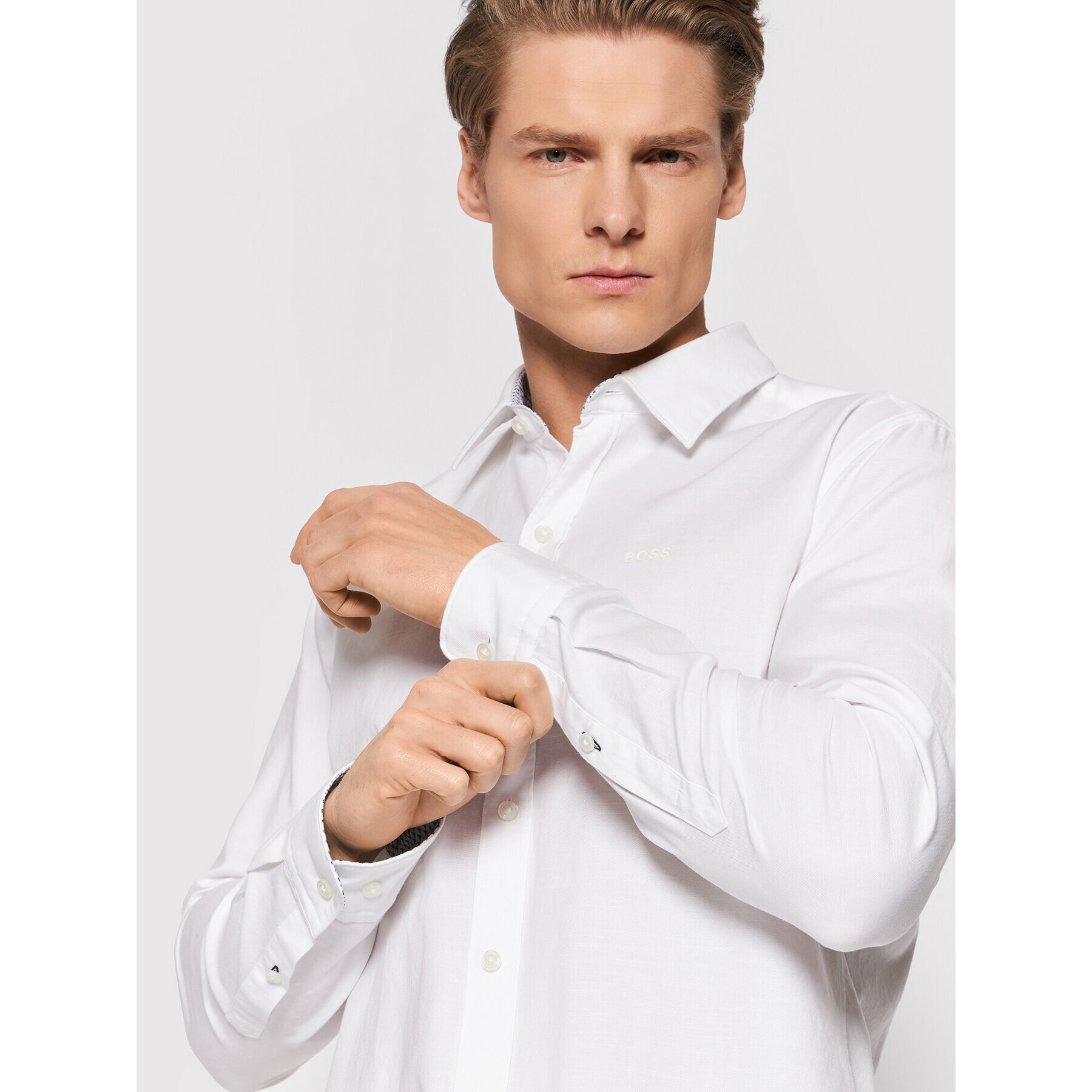 Boss Риза Robbie_53B 50463301 Бял Sharp Fit - Pepit.bg