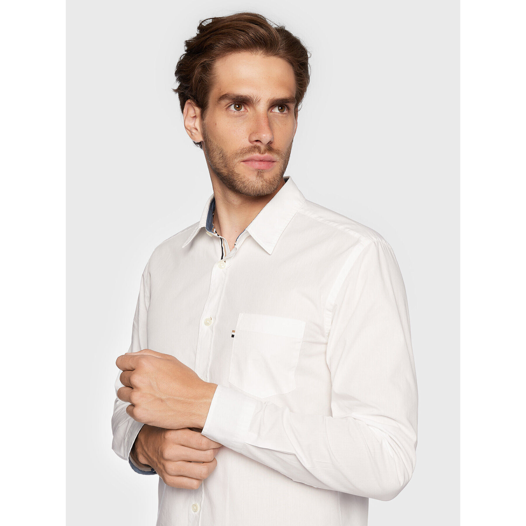 Boss Риза Roger_2P 50477827 Бял Slim Fit - Pepit.bg