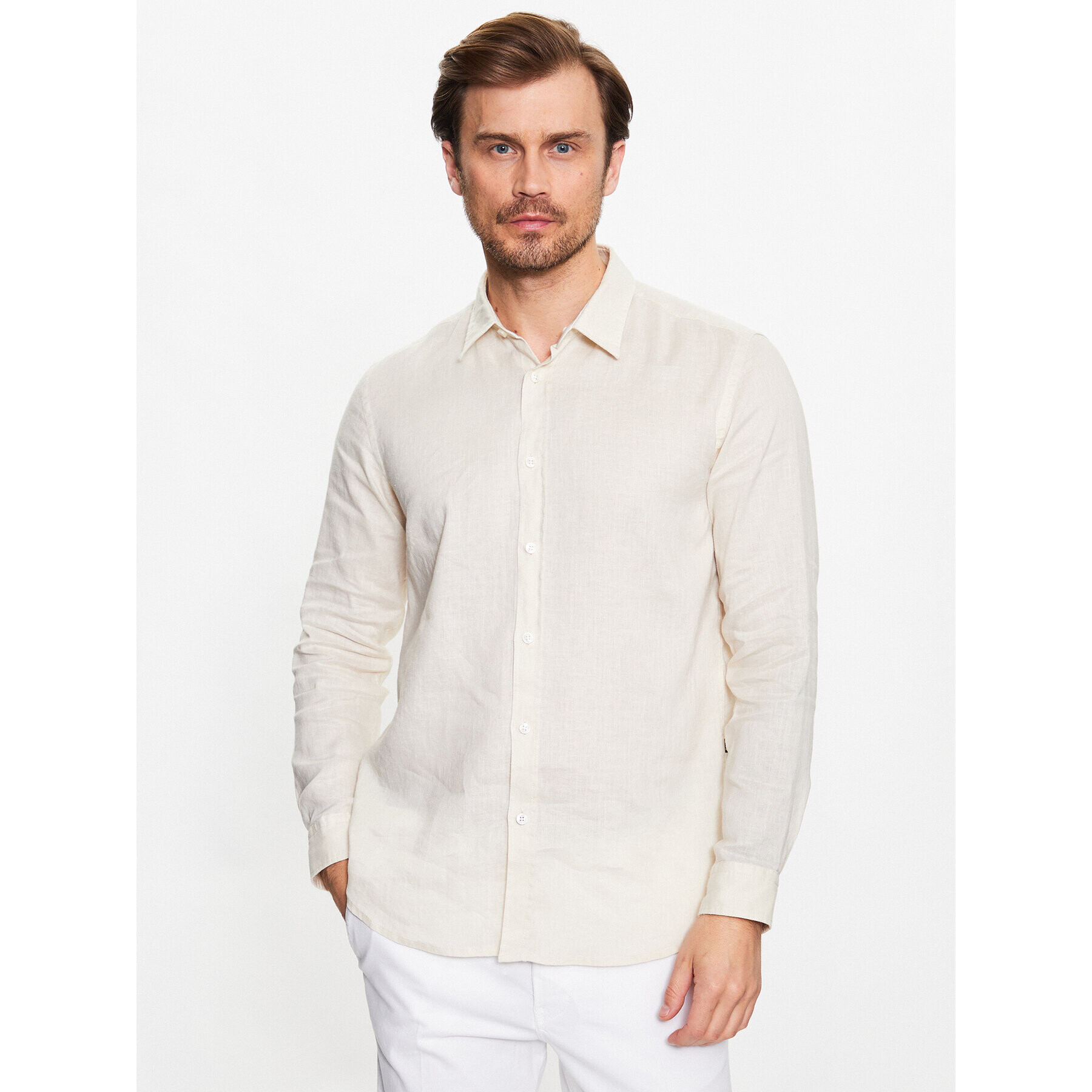 Boss Риза Roger 50490352 Бял Slim Fit - Pepit.bg