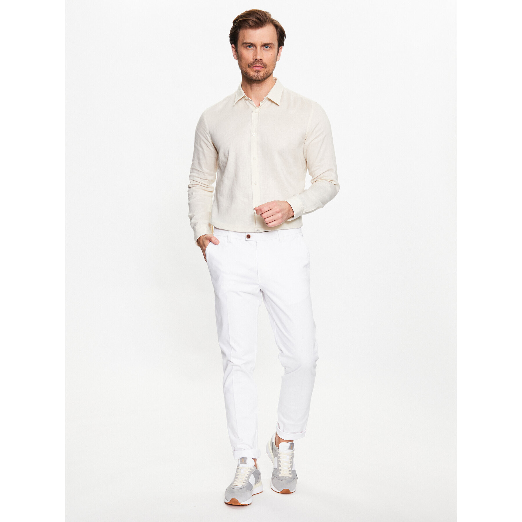 Boss Риза Roger 50490352 Бял Slim Fit - Pepit.bg