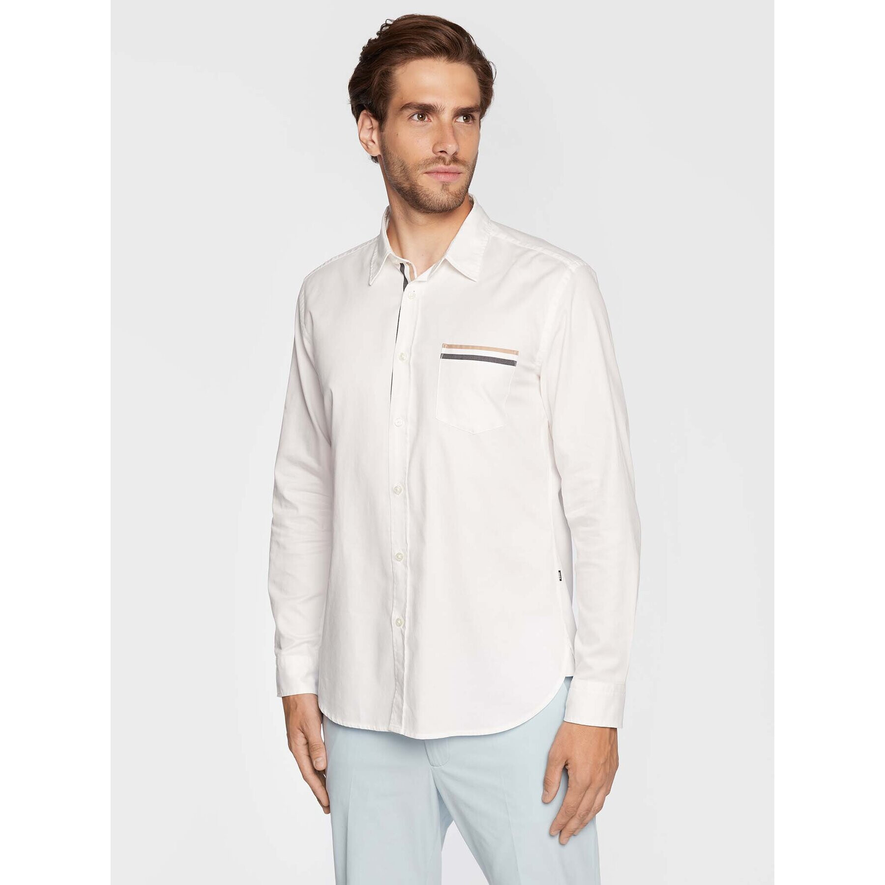 Boss Риза Roger_P 50477886 Бял Slim Fit - Pepit.bg