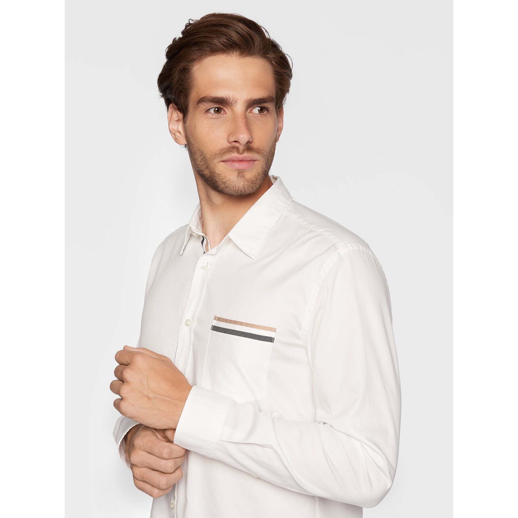 Boss Риза Roger_P 50477886 Бял Slim Fit - Pepit.bg