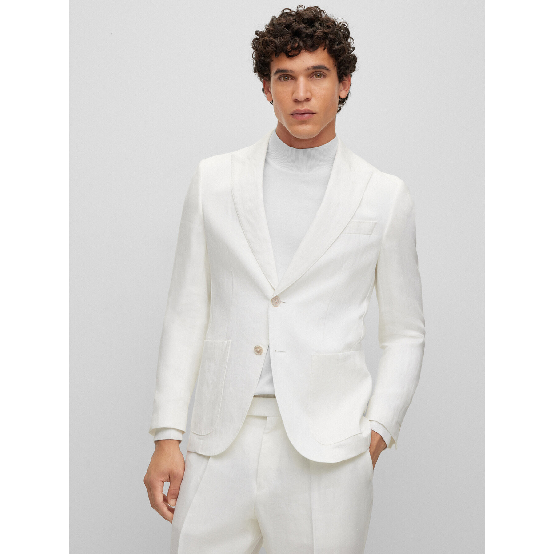 Boss Сако H-Hutson-Peak-232 50489376 Бял Slim Fit - Pepit.bg
