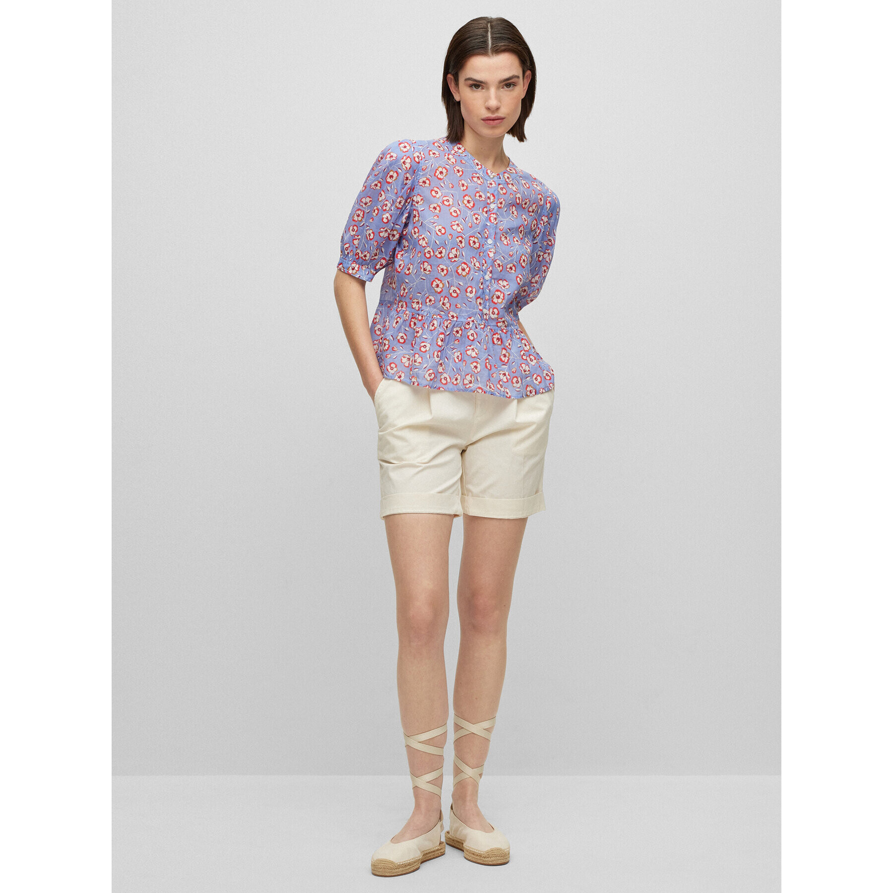 Boss Шорти от плат 50447263 Екрю Relaxed Fit - Pepit.bg