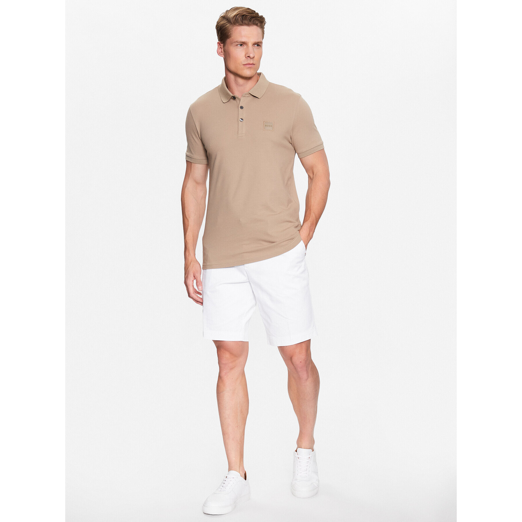Boss Шорти от плат 50487993 Бял Slim Fit - Pepit.bg