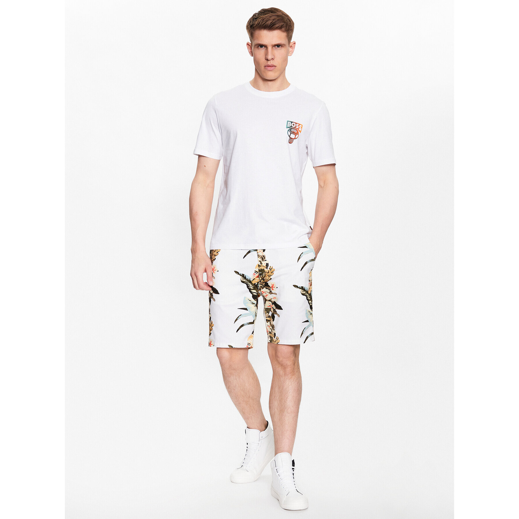 Boss Шорти от плат Taber 50489123 Бял Regular Fit - Pepit.bg