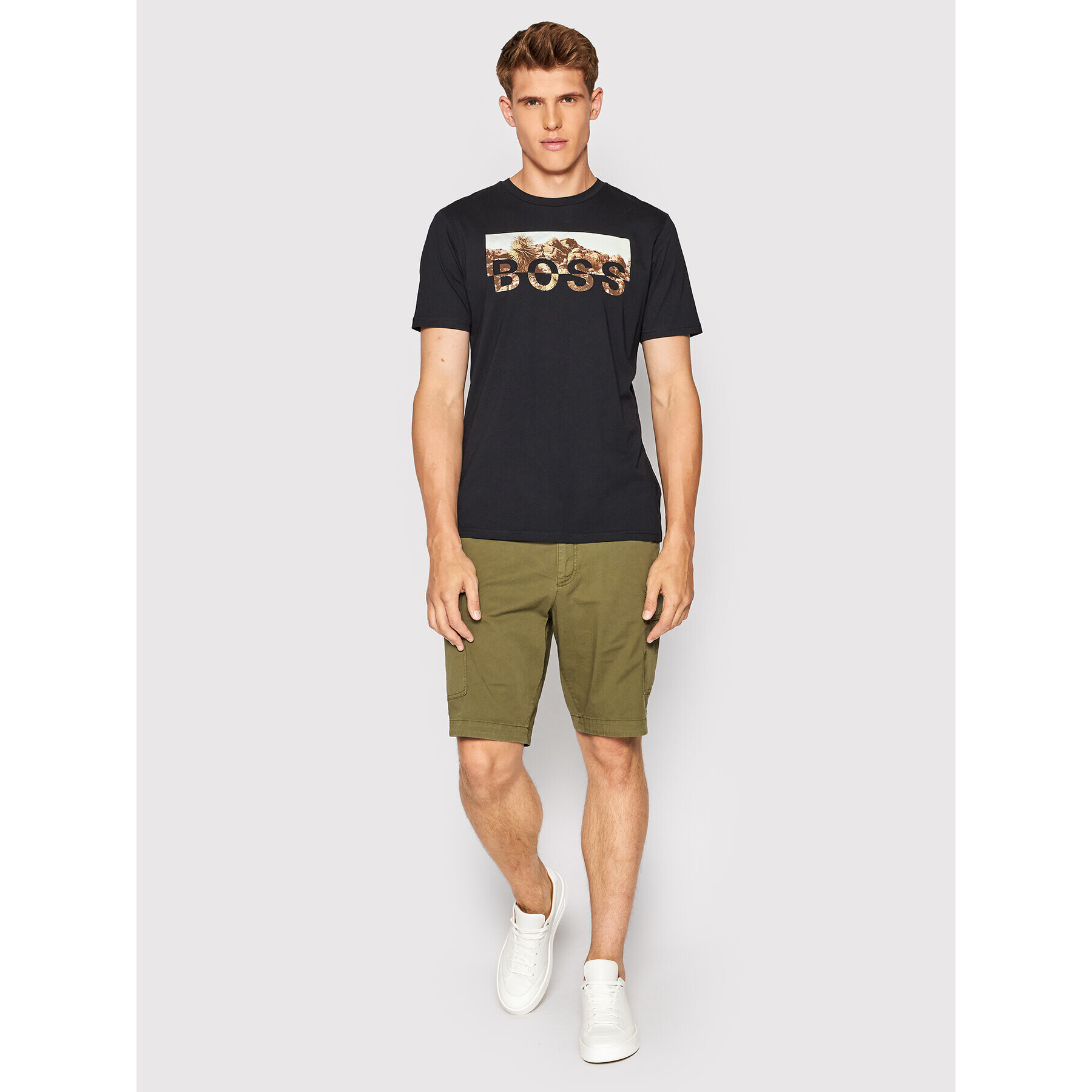 Boss Шорти от плат Chilner 50467843 Зелен Regular Fit - Pepit.bg