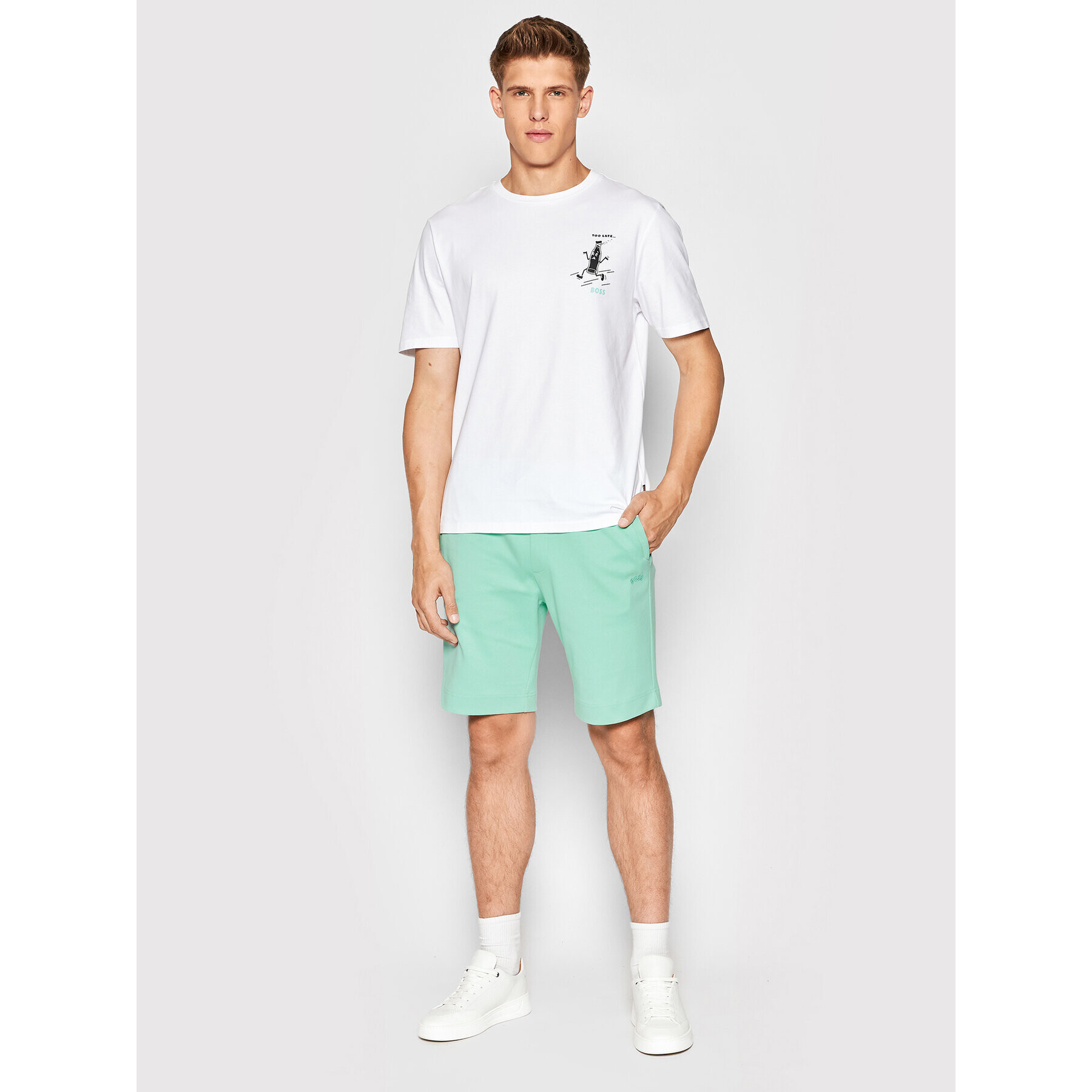 Boss Спортни шорти Headlo Curved 50471850 Зелен Regular Fit - Pepit.bg
