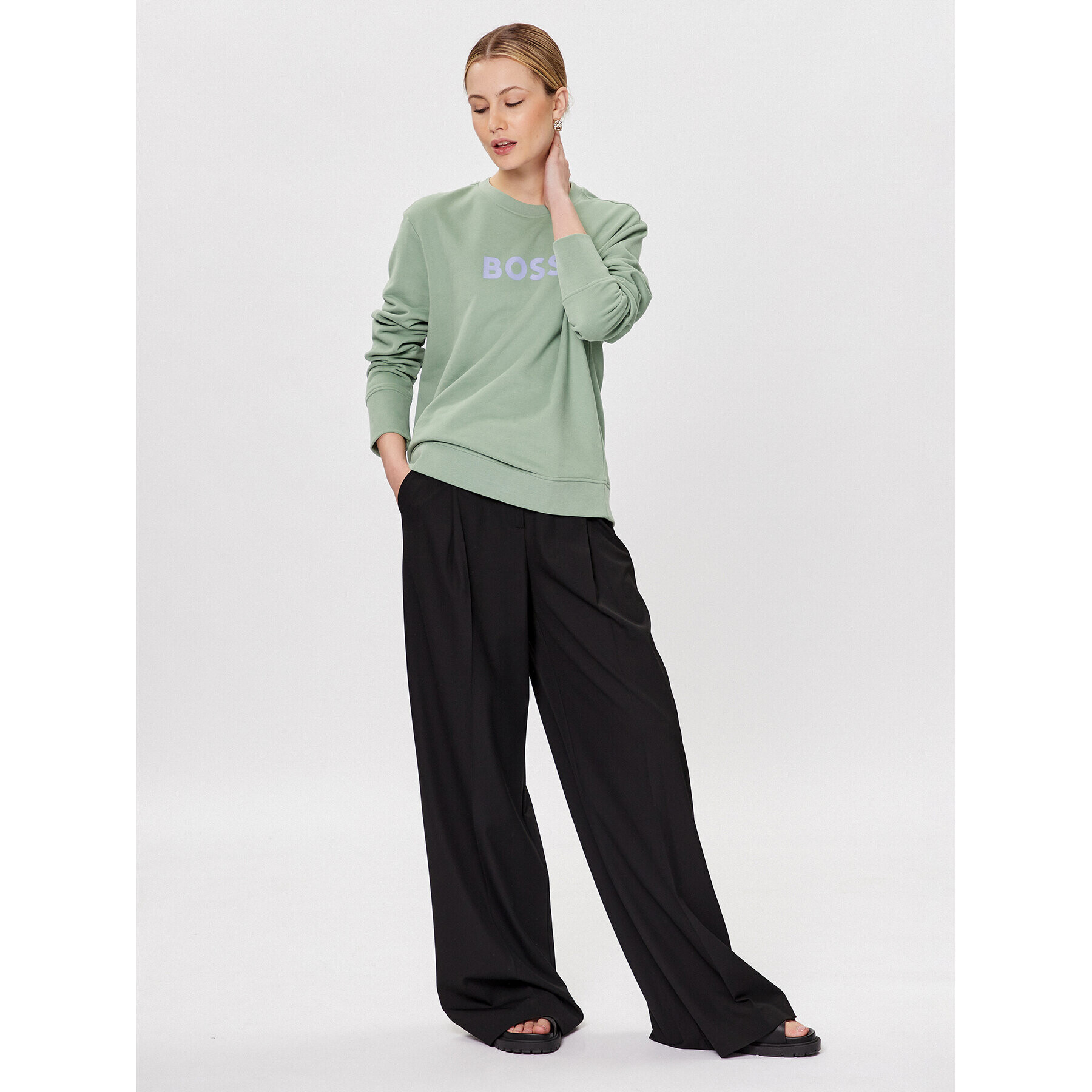 Boss Суитшърт C_Ella 50468357 Зелен Relaxed Fit - Pepit.bg