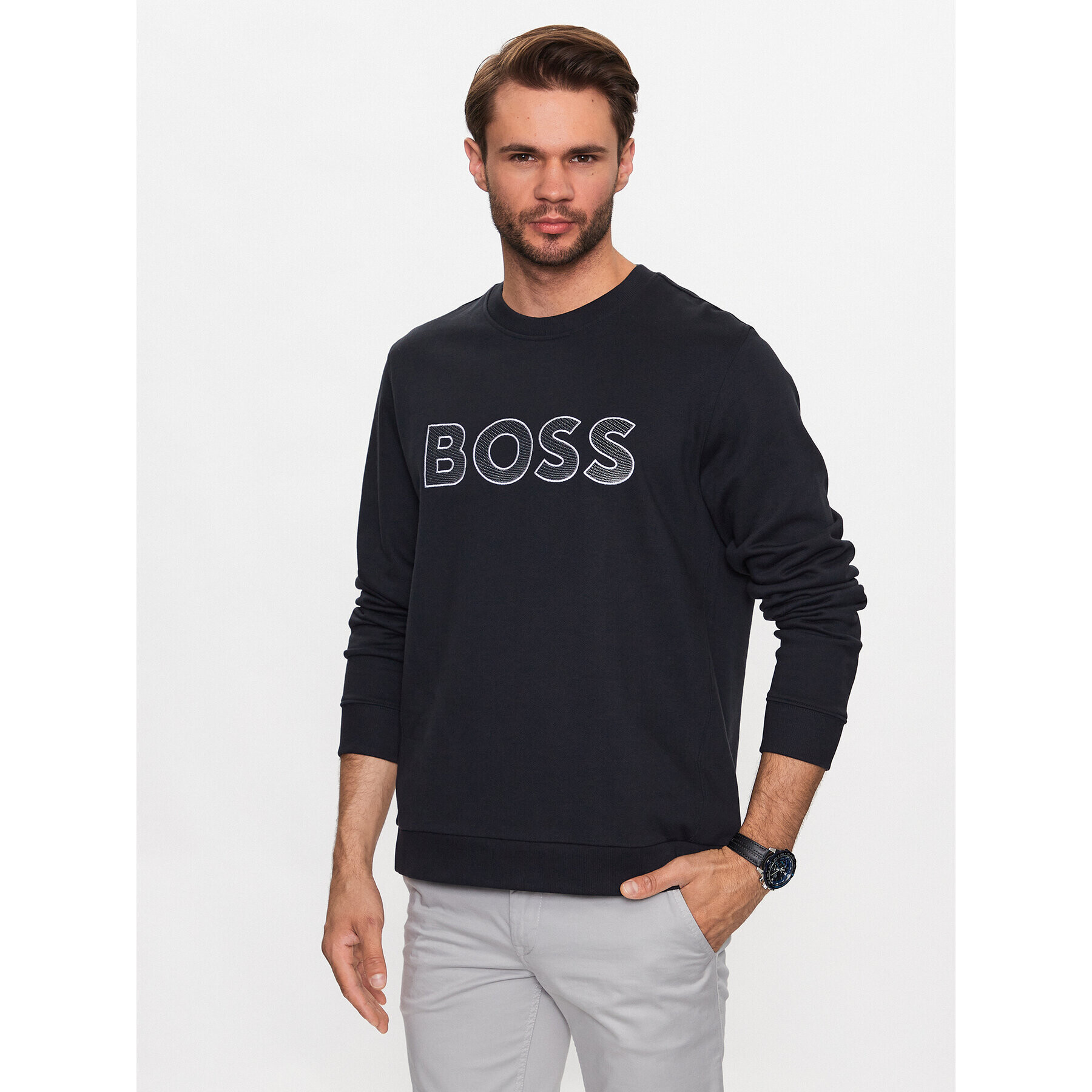 Boss Суитшърт Salbo 50483018 Тъмносин Regular Fit - Pepit.bg