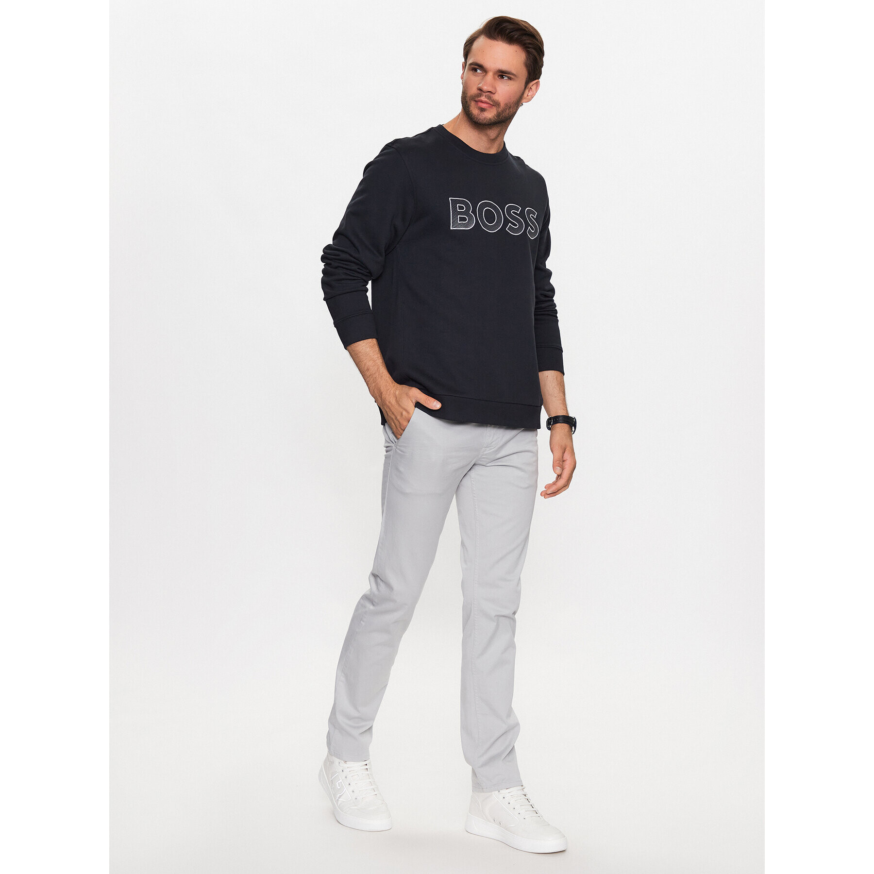 Boss Суитшърт Salbo 50483018 Тъмносин Regular Fit - Pepit.bg