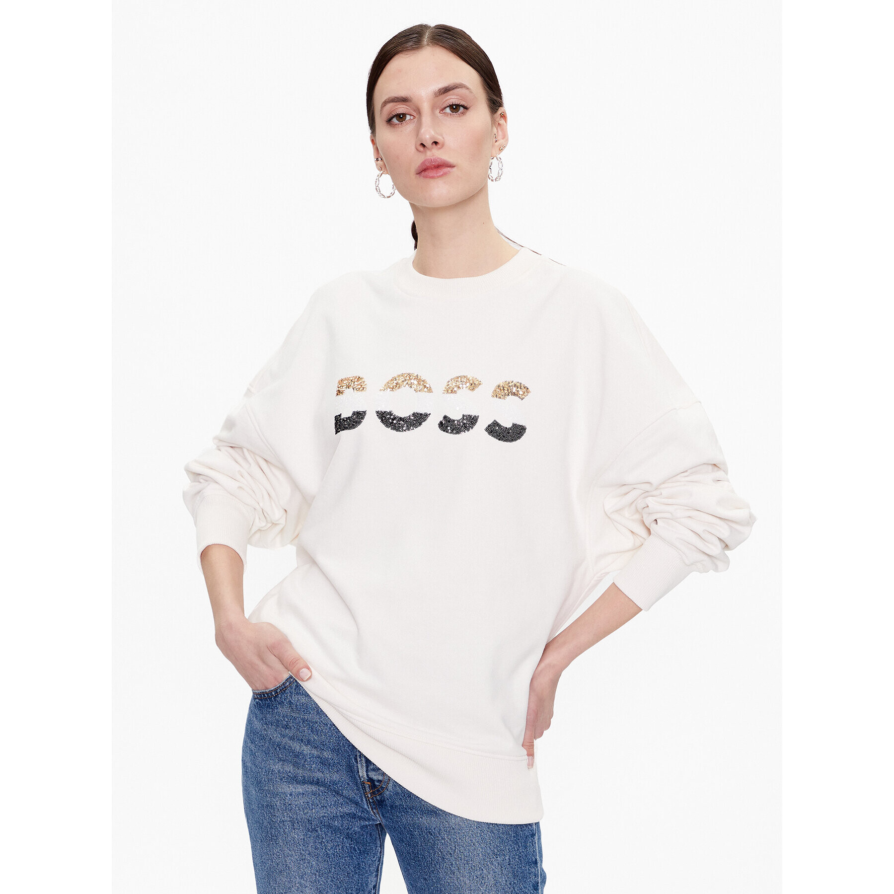 Boss Суитшърт 50485251 Бежов Oversize - Pepit.bg