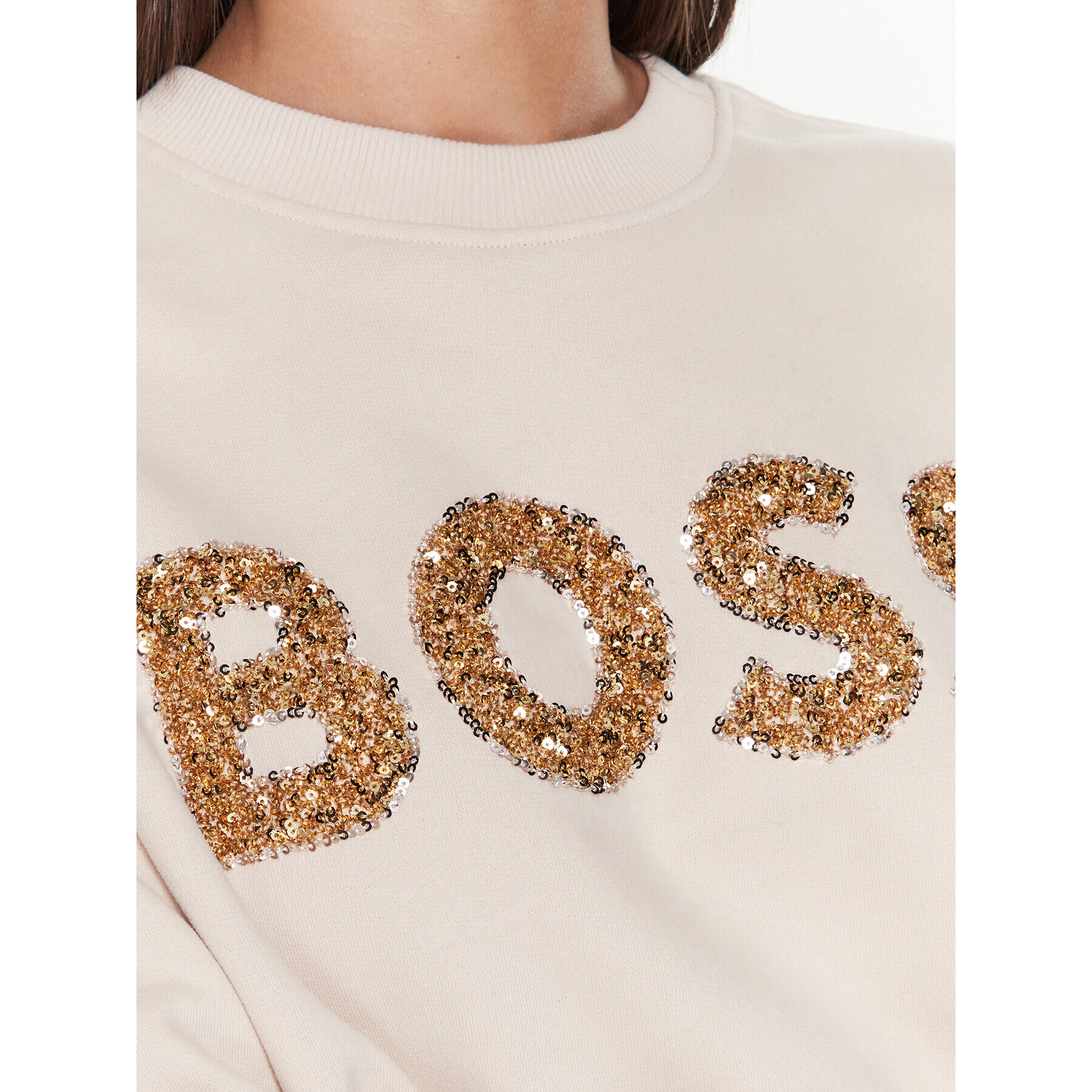 Boss Суитшърт Ecaisa_Logo 50484443 Бежов Oversize - Pepit.bg