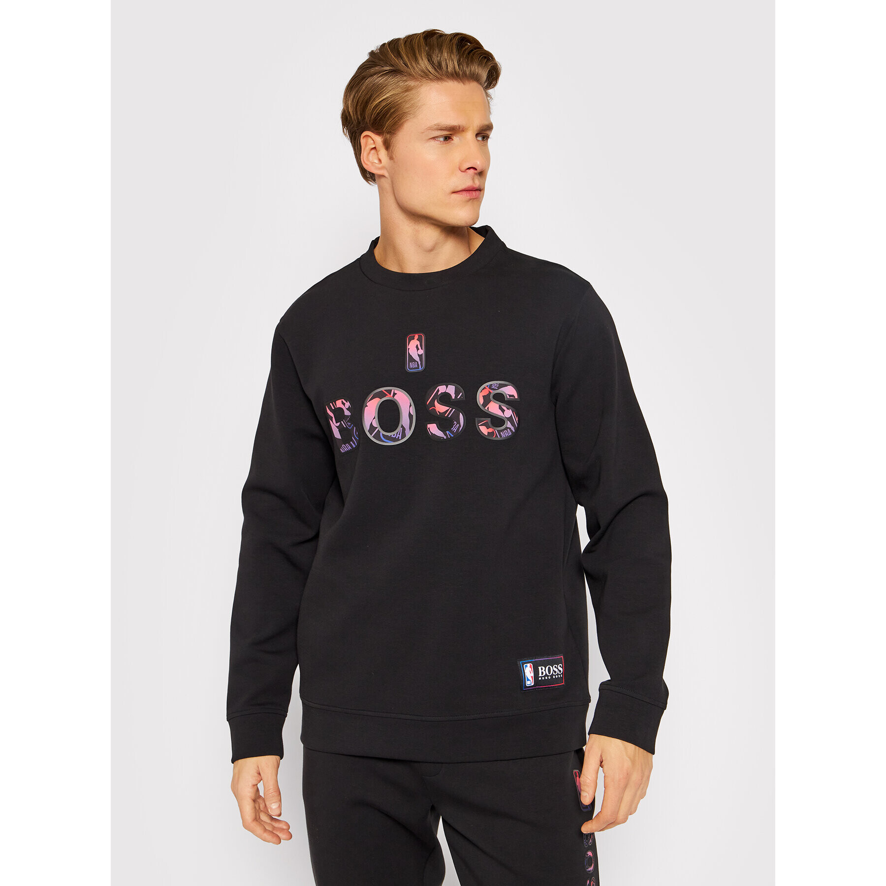 Boss Суитшърт NBA Windmill_2 50461981 Черен Relaxed Fit - Pepit.bg