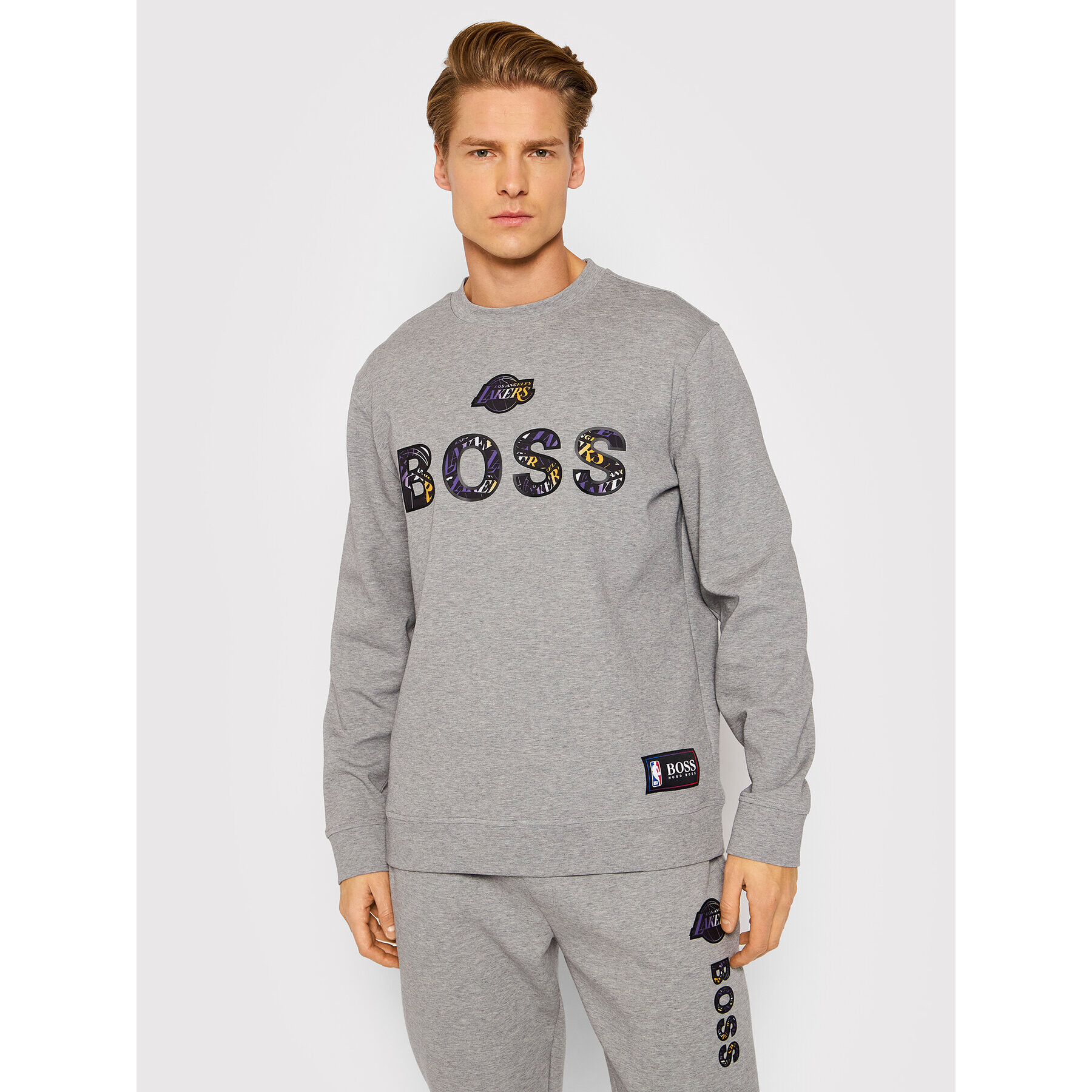 Boss Суитшърт NBA Windmill_2 50461981 Сив Relaxed Fit - Pepit.bg