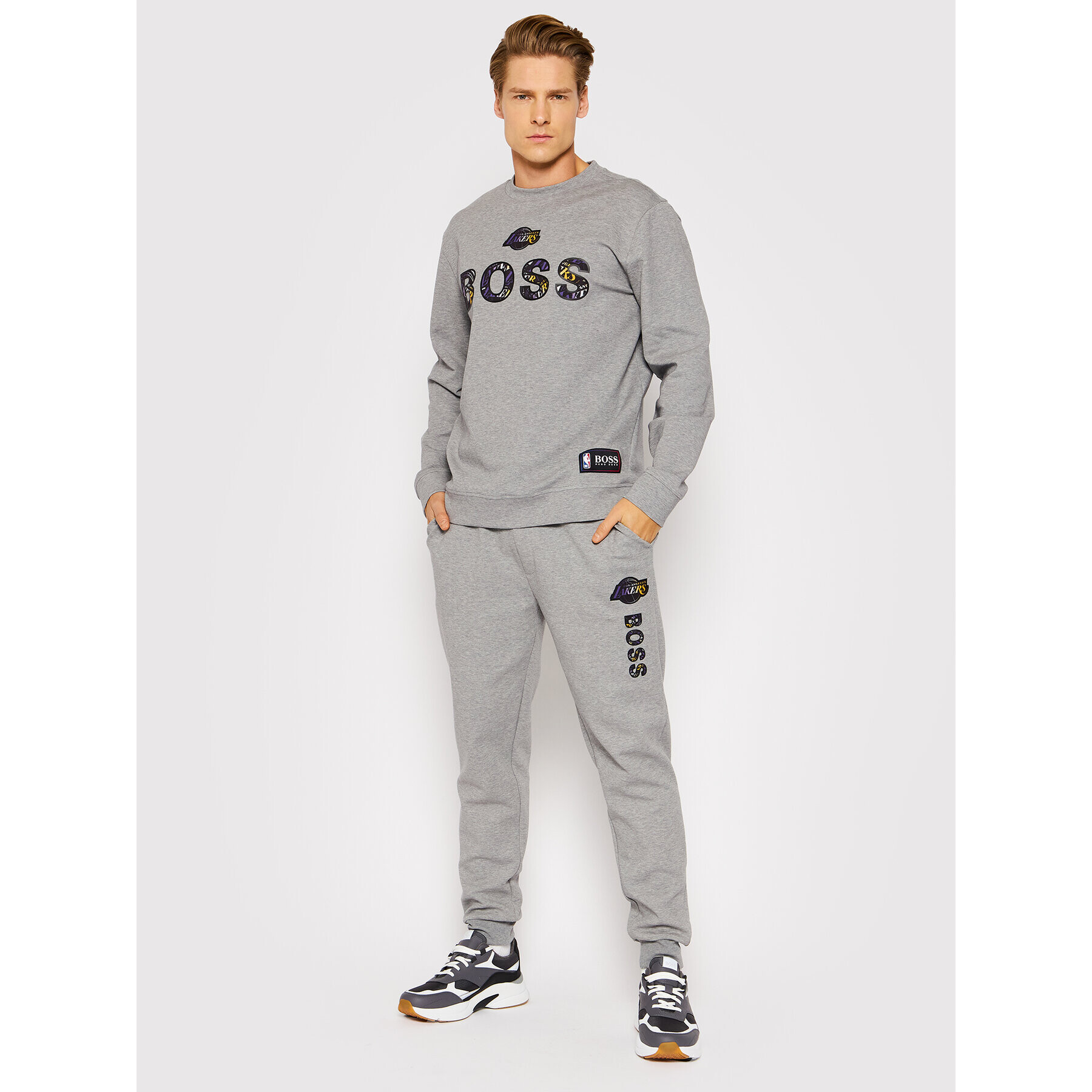 Boss Суитшърт NBA Windmill_2 50461981 Сив Relaxed Fit - Pepit.bg