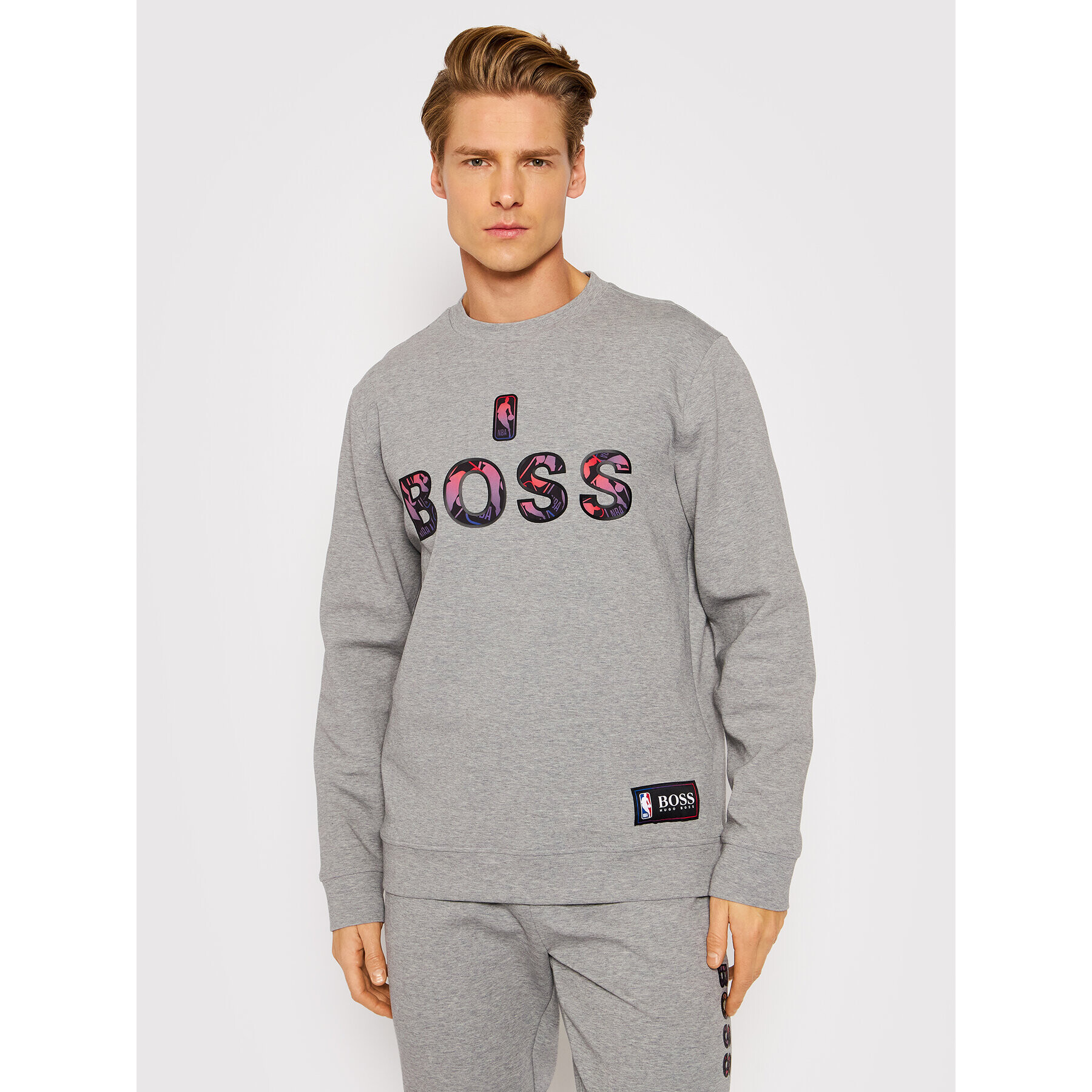 Boss Суитшърт NBA Windmill_2 50461981 Сив Relaxed Fit - Pepit.bg