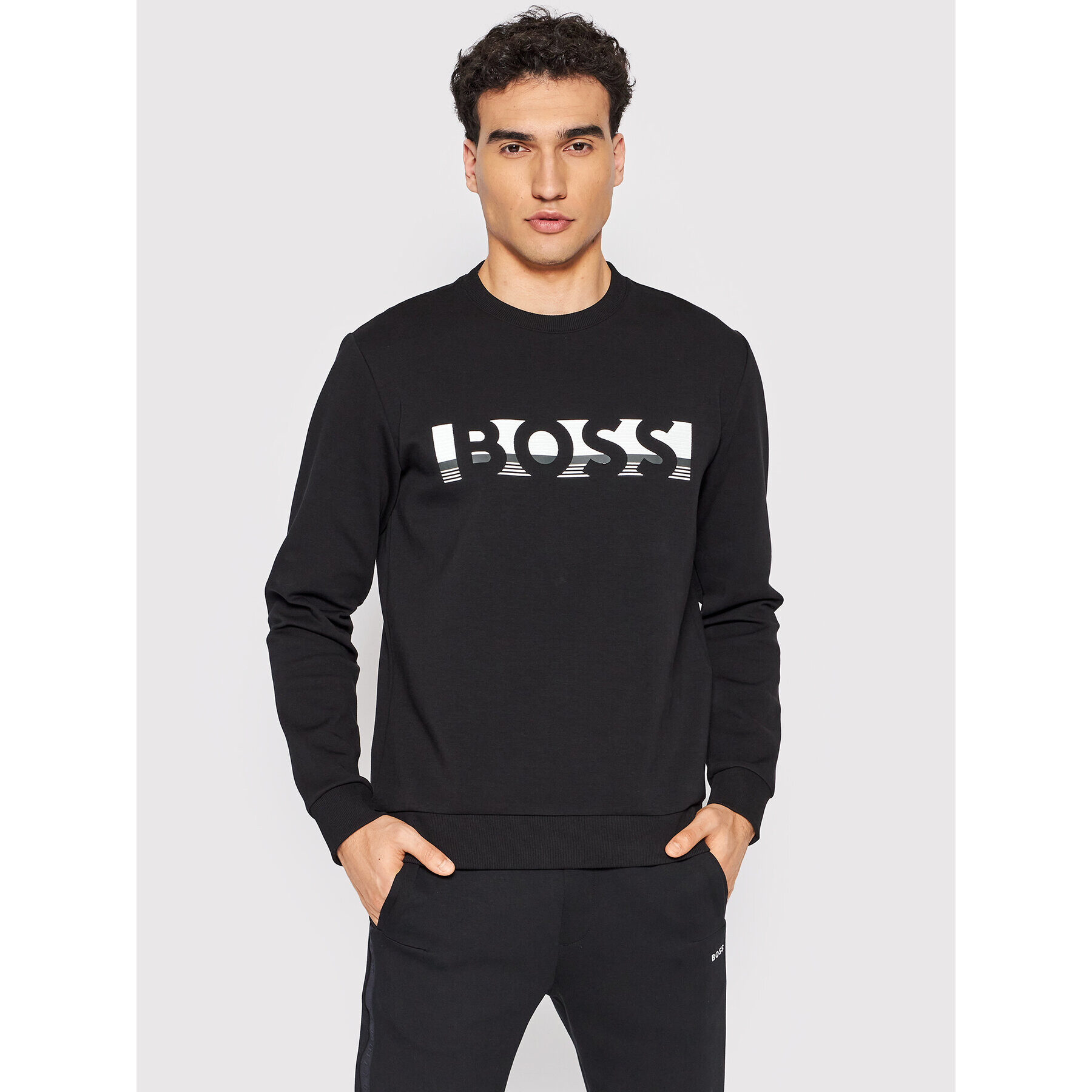 Boss Суитшърт Salbo 1 50465948 Черен Regular Fit - Pepit.bg