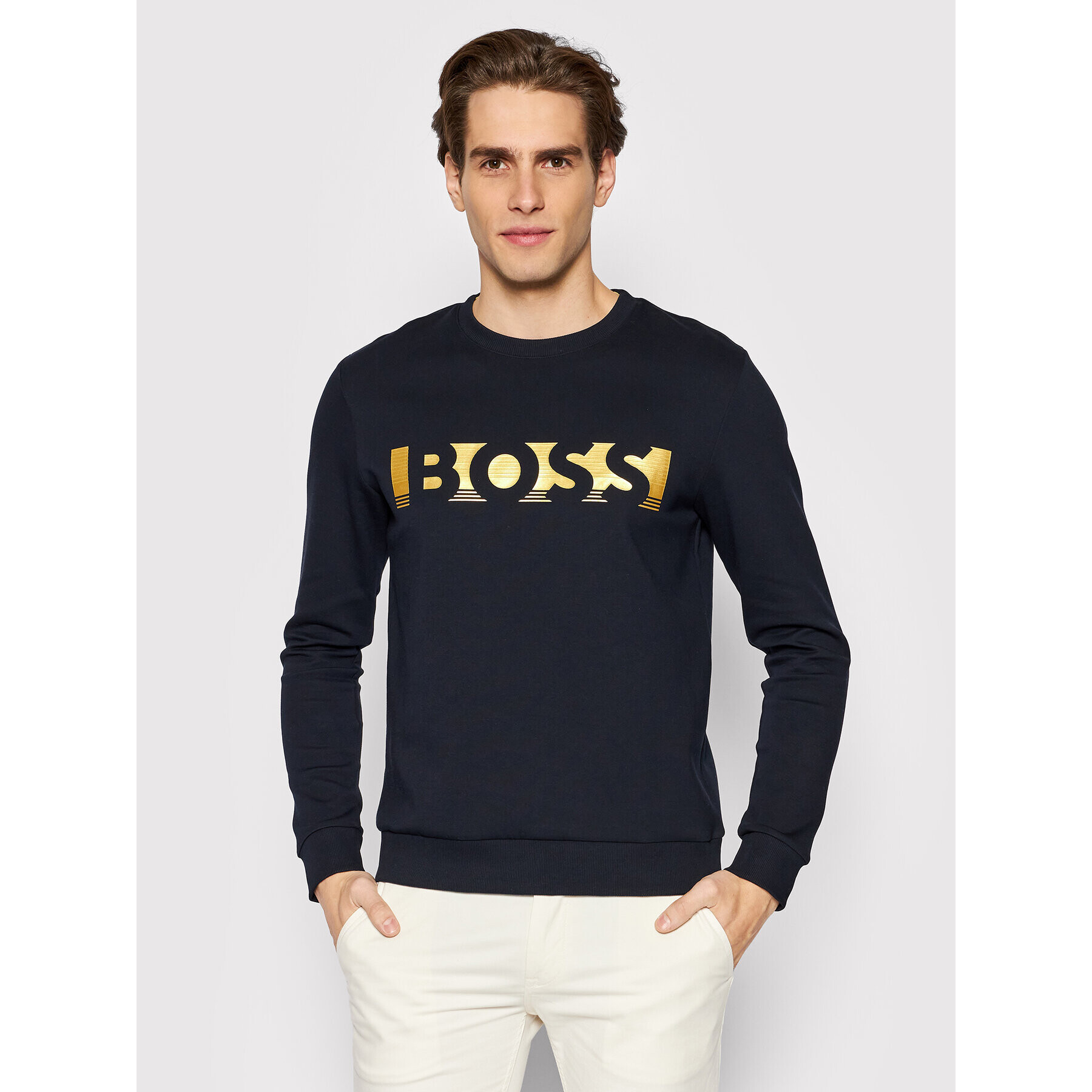 Boss Суитшърт Salbo 1 50465948 Тъмносин Regular Fit - Pepit.bg